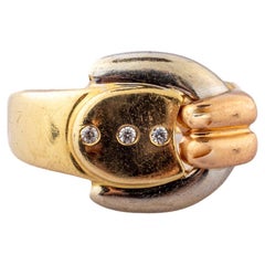 Retro Tri Color Gold Buckle Ring
