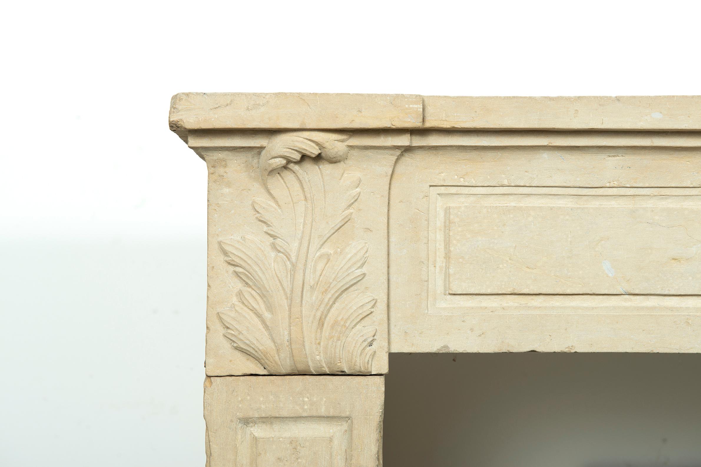 Strong Limestone Louis XVI Fireplace Mantel For Sale 10