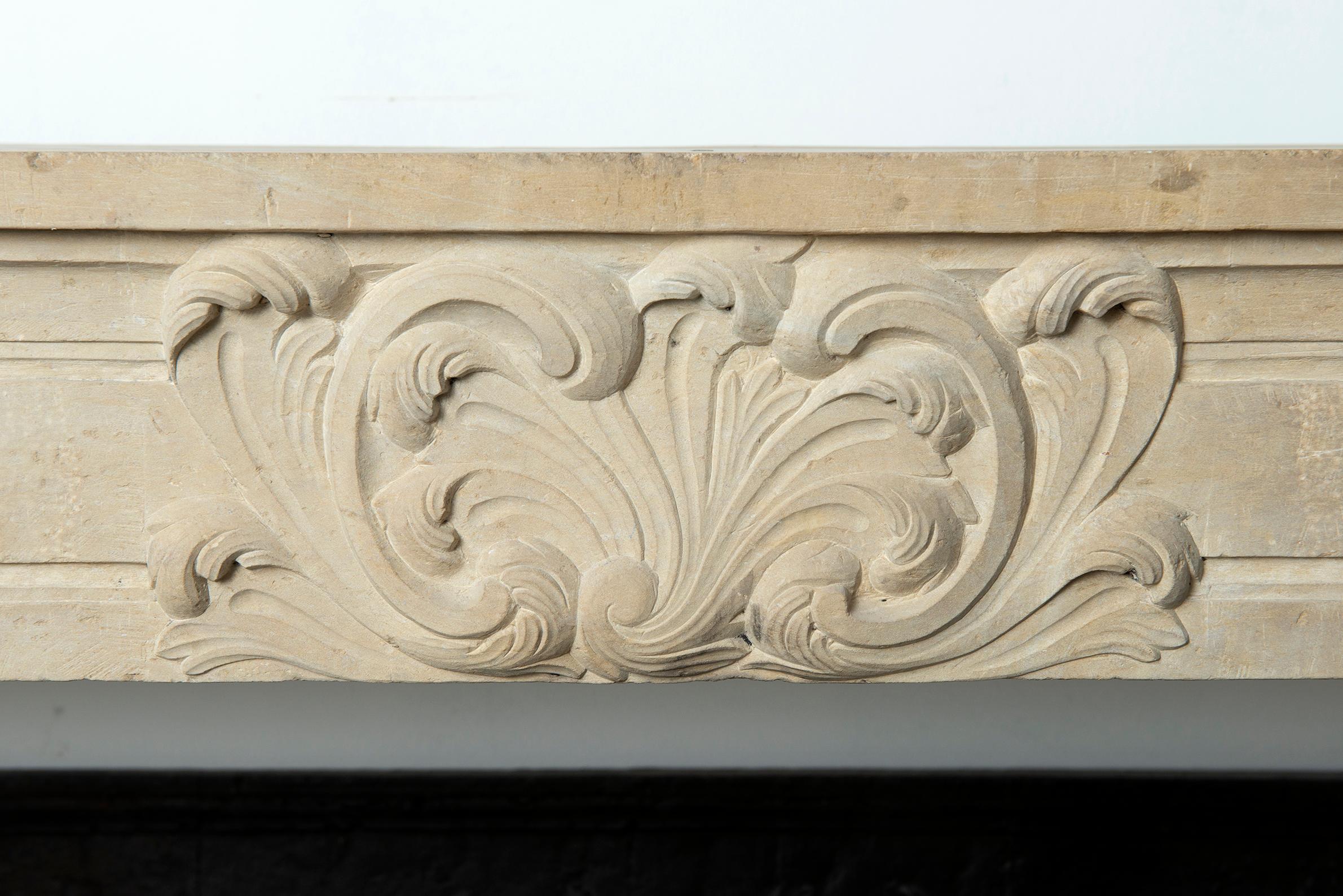 Strong Limestone Louis XVI Fireplace Mantel For Sale 11