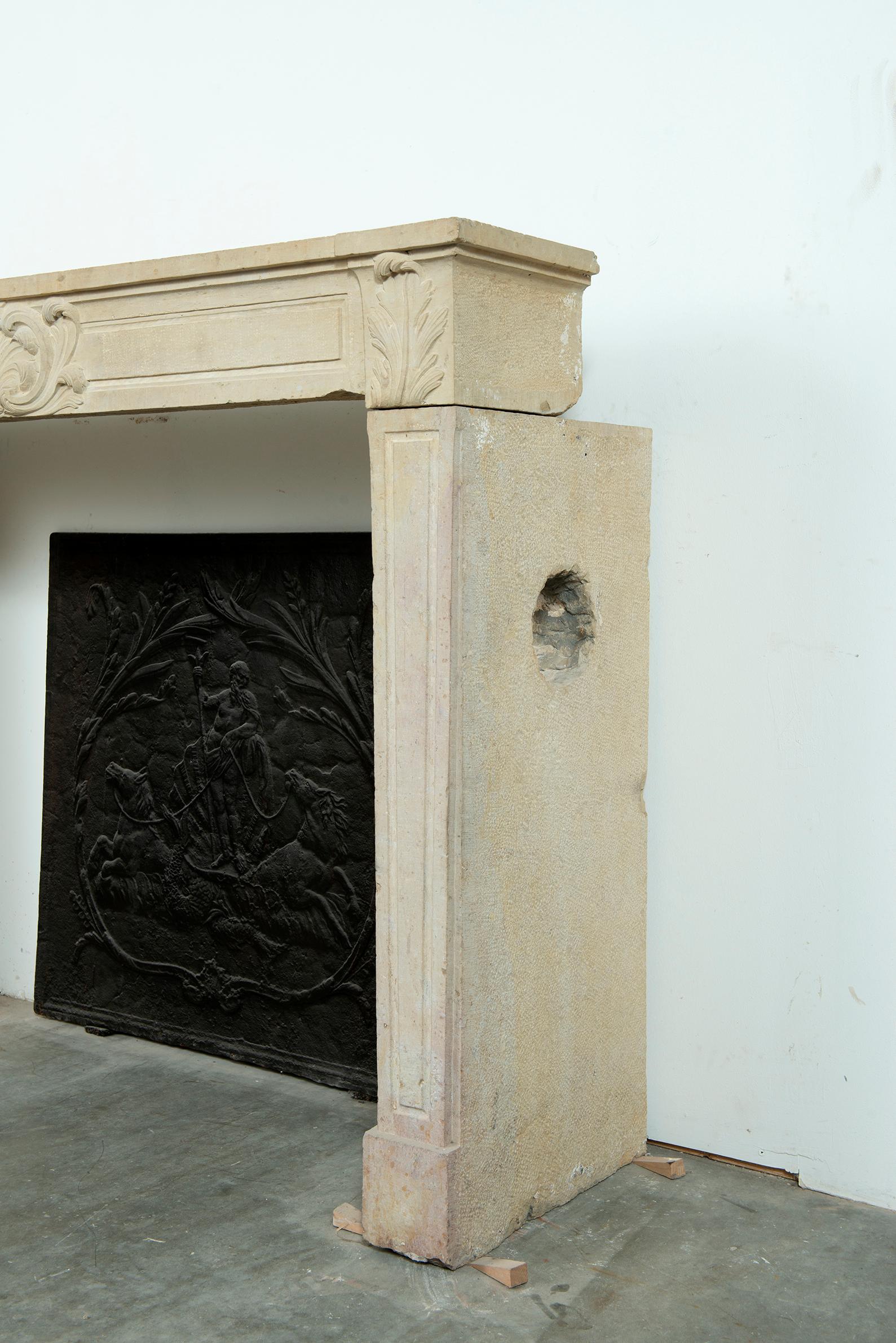 Strong Limestone Louis XVI Fireplace Mantel For Sale 14