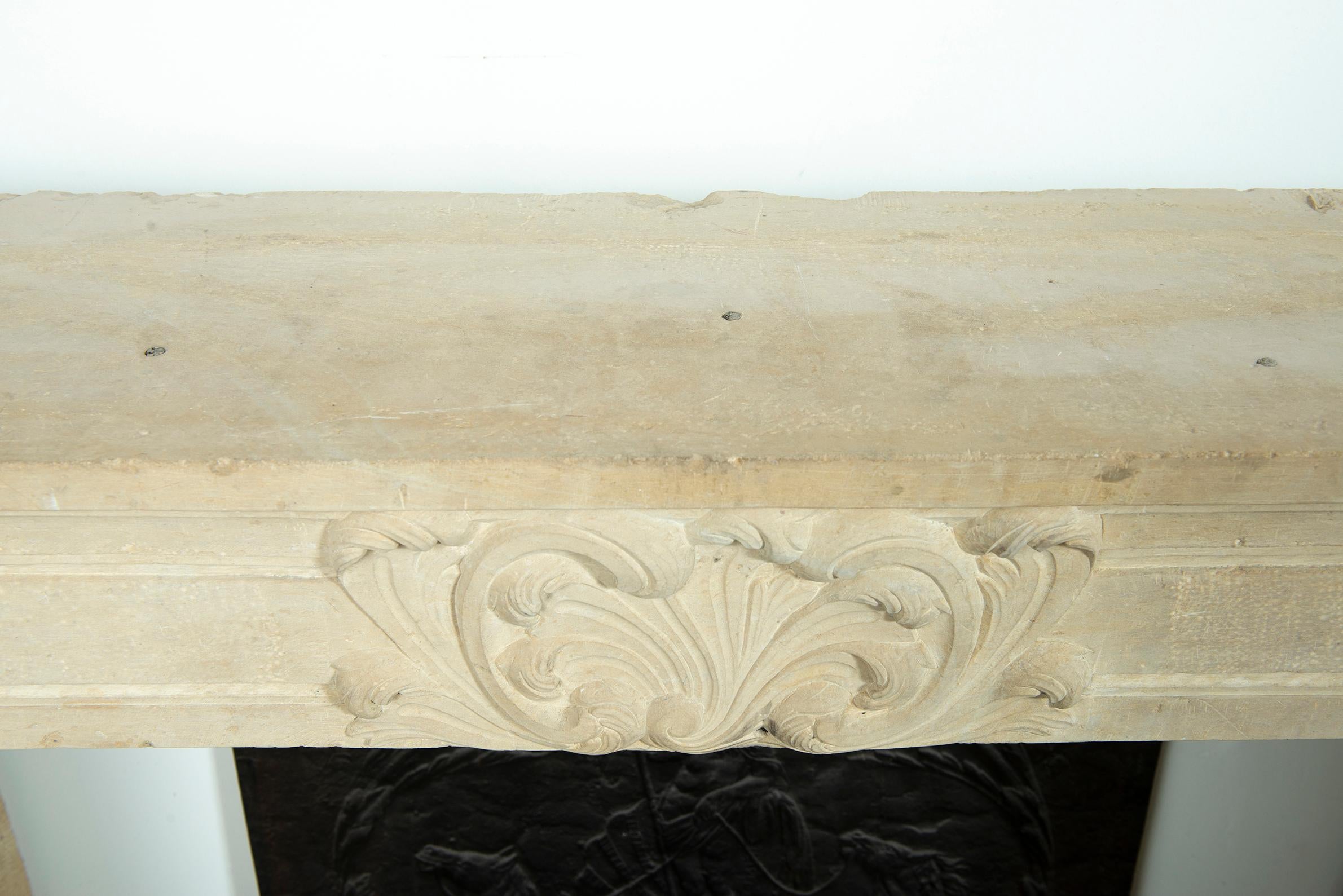 Strong Limestone Louis XVI Fireplace Mantel For Sale 15