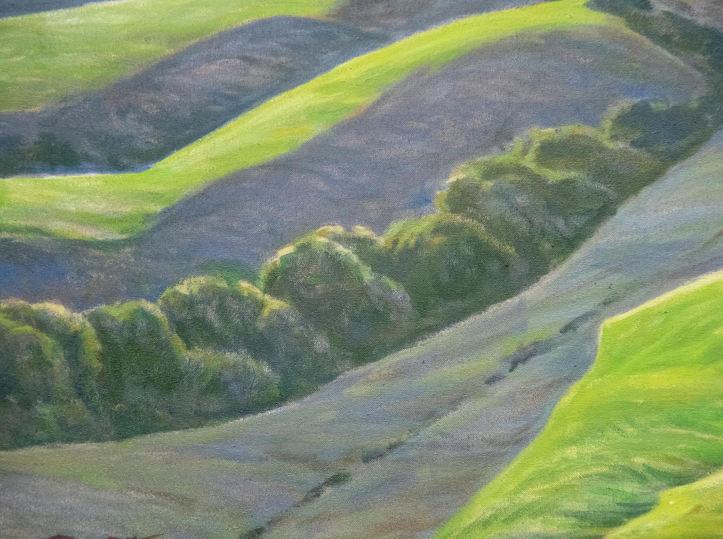 Printemps, Black Mountain, Marin County - Noir Landscape Painting par STRONG, RAY STANFORD