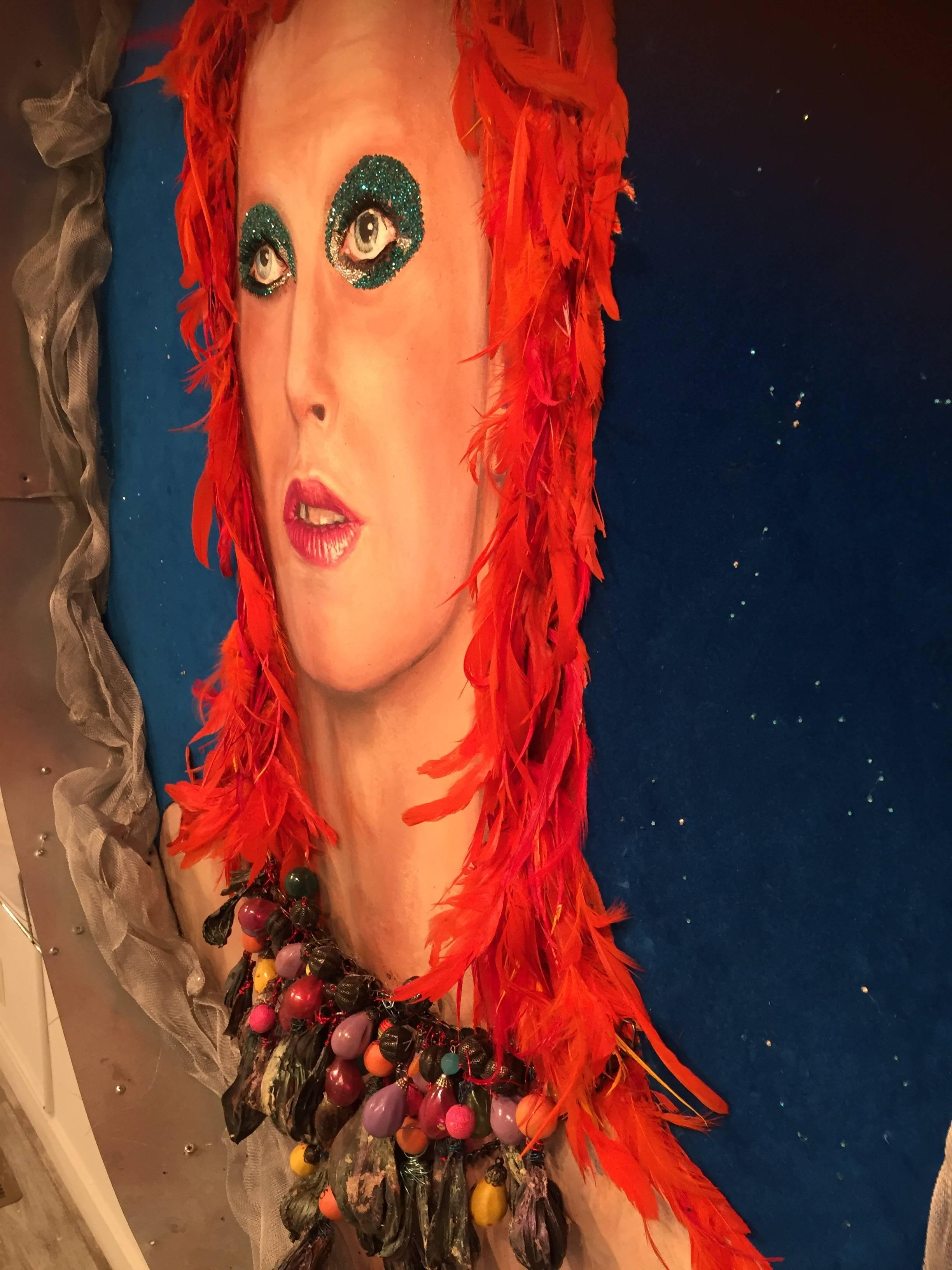 Bowie in Space - Mixed Media - 3d Portrait - one of a kind piece -  - Contemporary Mixed Media Art by StrosbergMandel