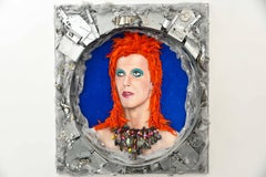 Bowie in Space - Mixed Media - 3d Portrait - one of a kind piece -