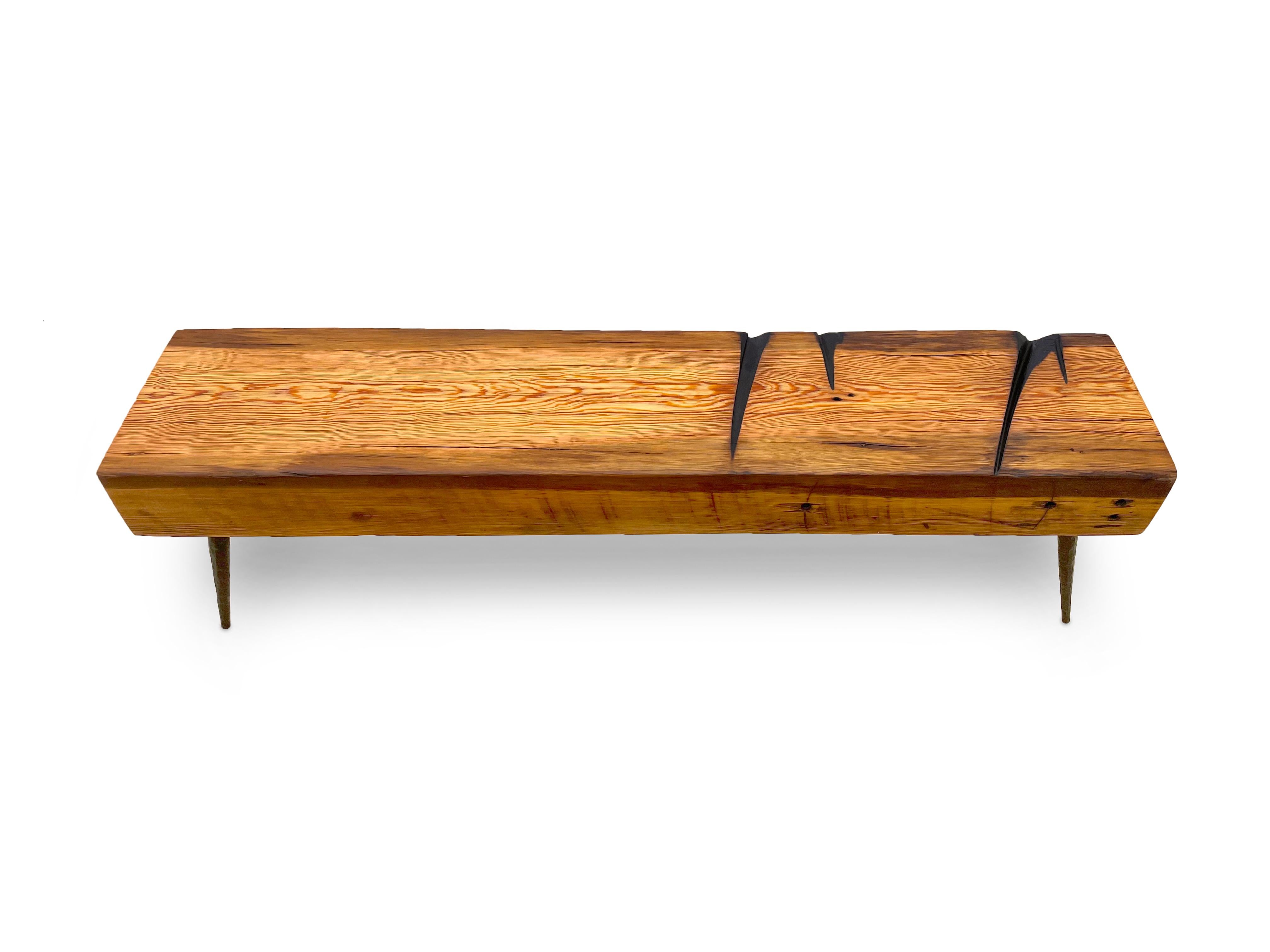 Contemporary STRUCTUR - Salvaged industrial beam top with solid steel hand hammered legs For Sale