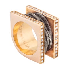 Structural 18 Karat Rose Gold and Diamonds Band Fashion Cocktail Ring