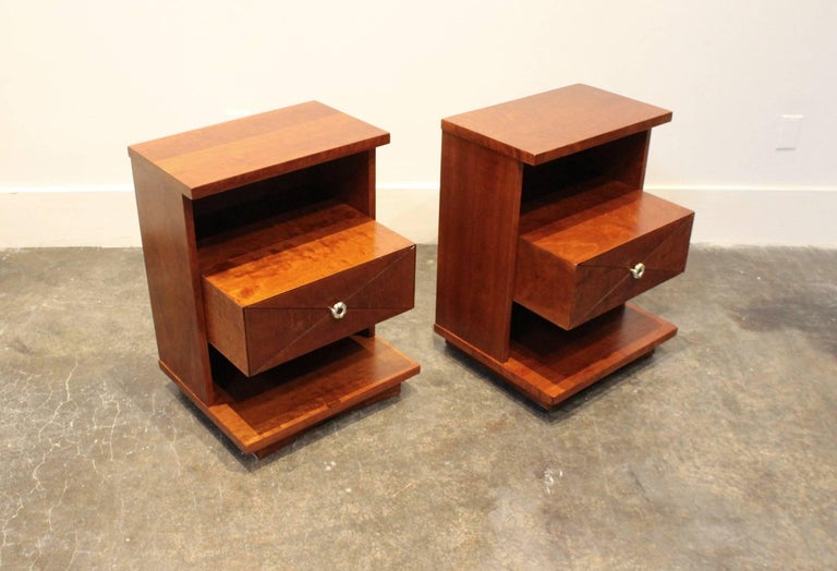 Structural MidCentury Modern "Tempo" Nightstands by Kent Coffey, Pair