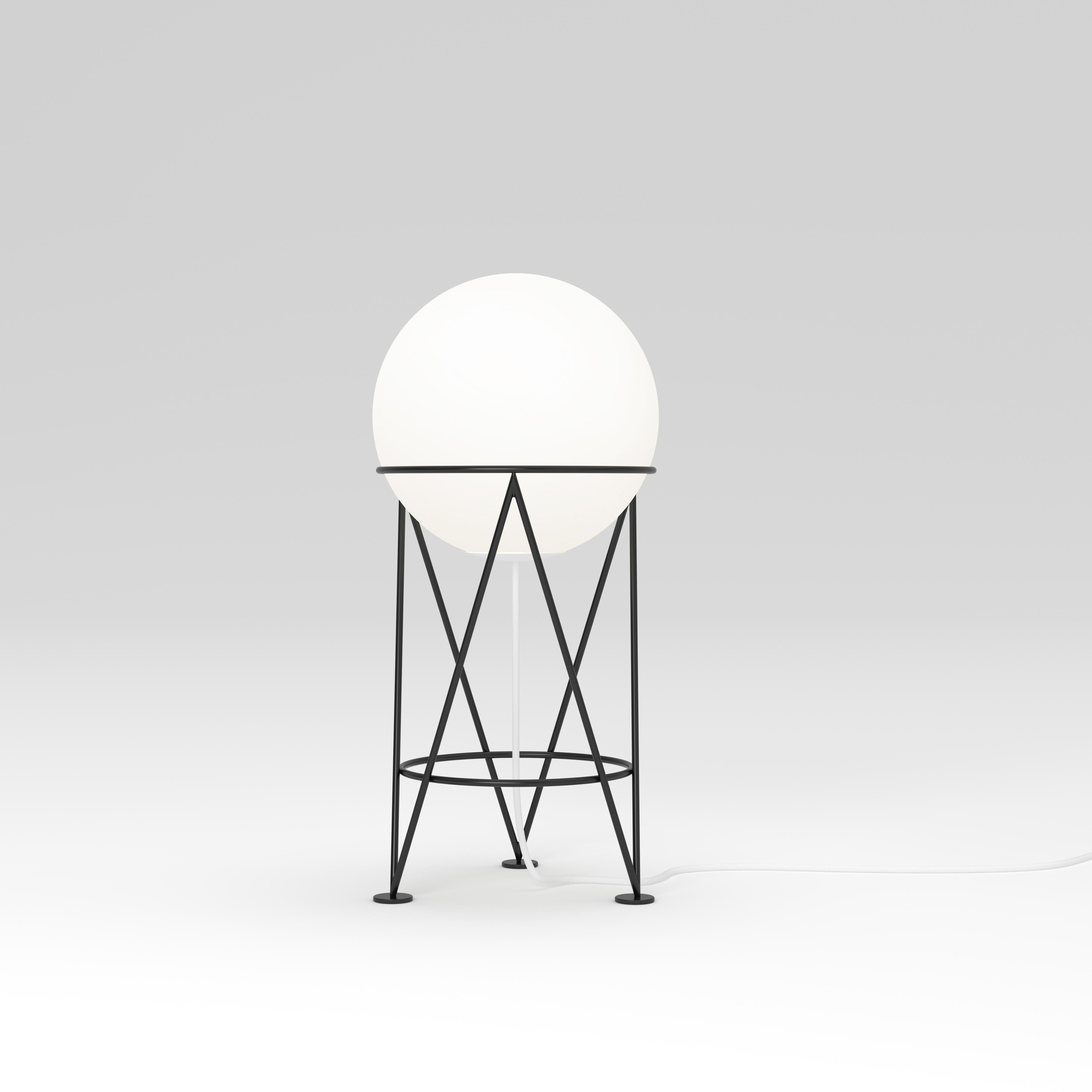 Structure and Globe Desk Light by Atelier Areti
Dimensions: D 20 x W 20 x H 40 cm. (Dimensions are approximate).
Materials: Powder-coated metal, glass.

Available in white or black.

All our lamps can be wired according to each country. If sold to