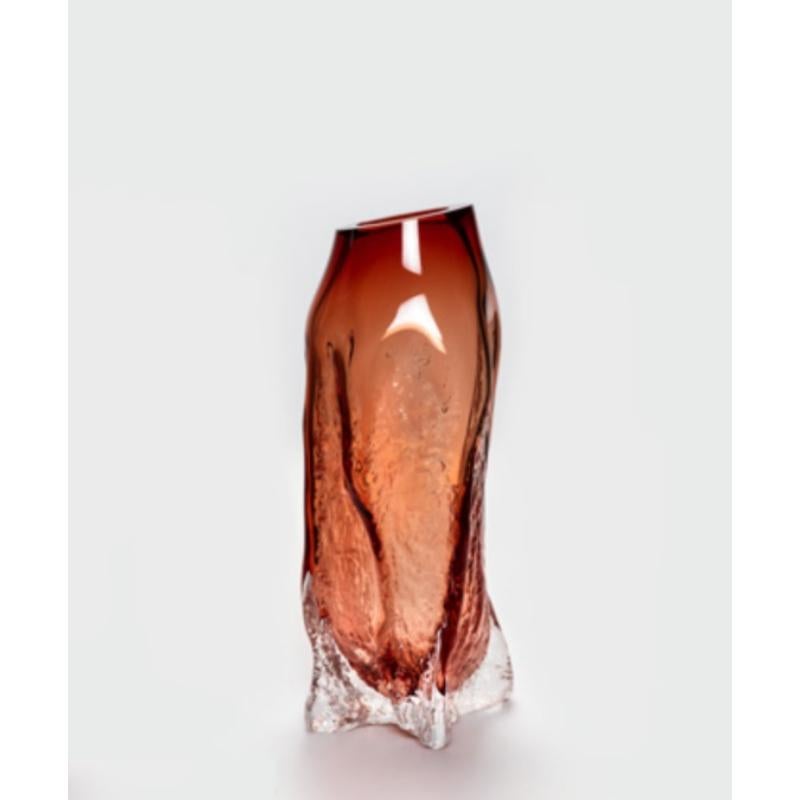 Structured By Nature Medium Vase by David Valner
Dimensions: D 22 x W 22 x H 52 cm.
Materials: Glass.
Weight: 8 kg.
Finish: Medium-size “bark” production style, red color.

“Authentic imprints of the Czech nature in glass.”

Structured by Nature is