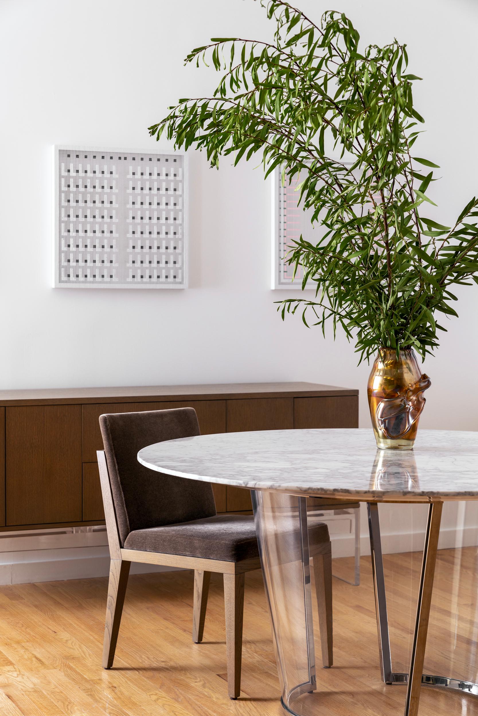 Vietnamese Mohair Cerused Oak Dining Chair by Lauren Rottet For Sale