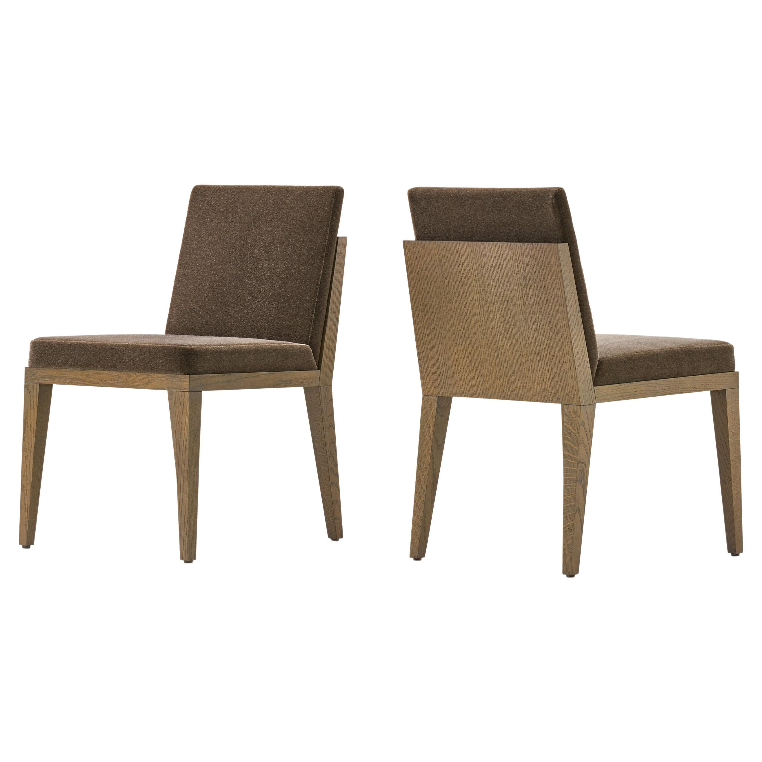 Structured Dining Chair in Mohair, Set of 2