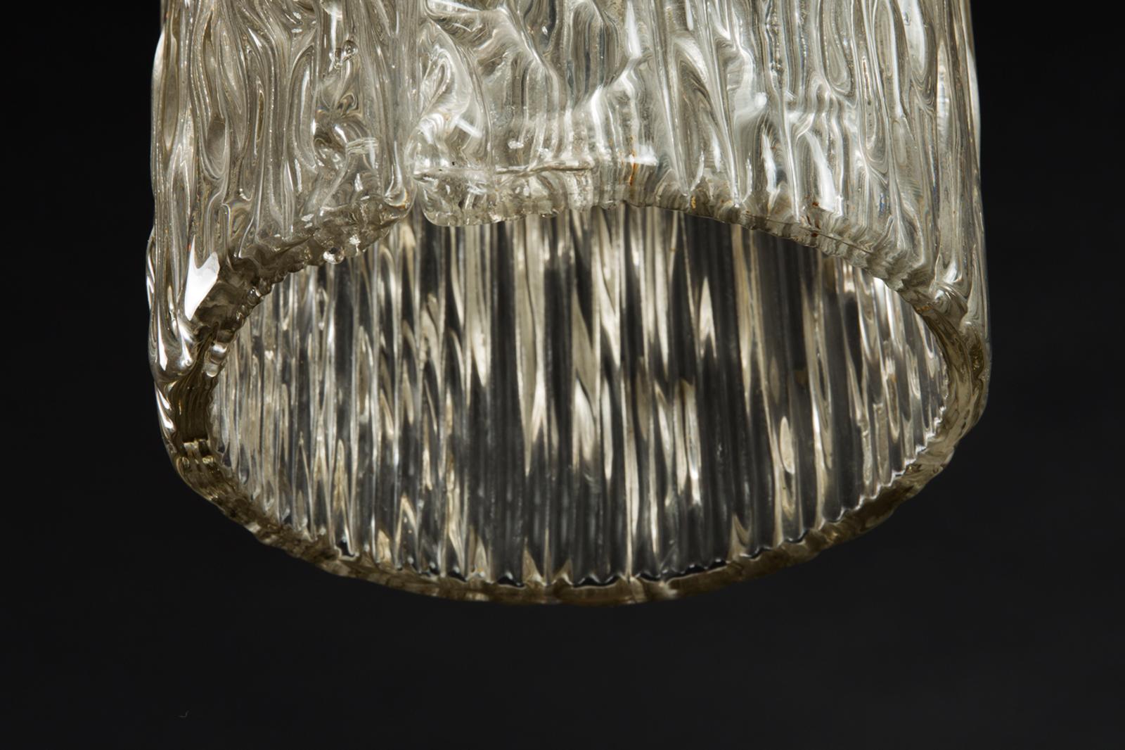 Lacquered Structured Glass Pendant Chandelier by J.T. Kalmar For Sale