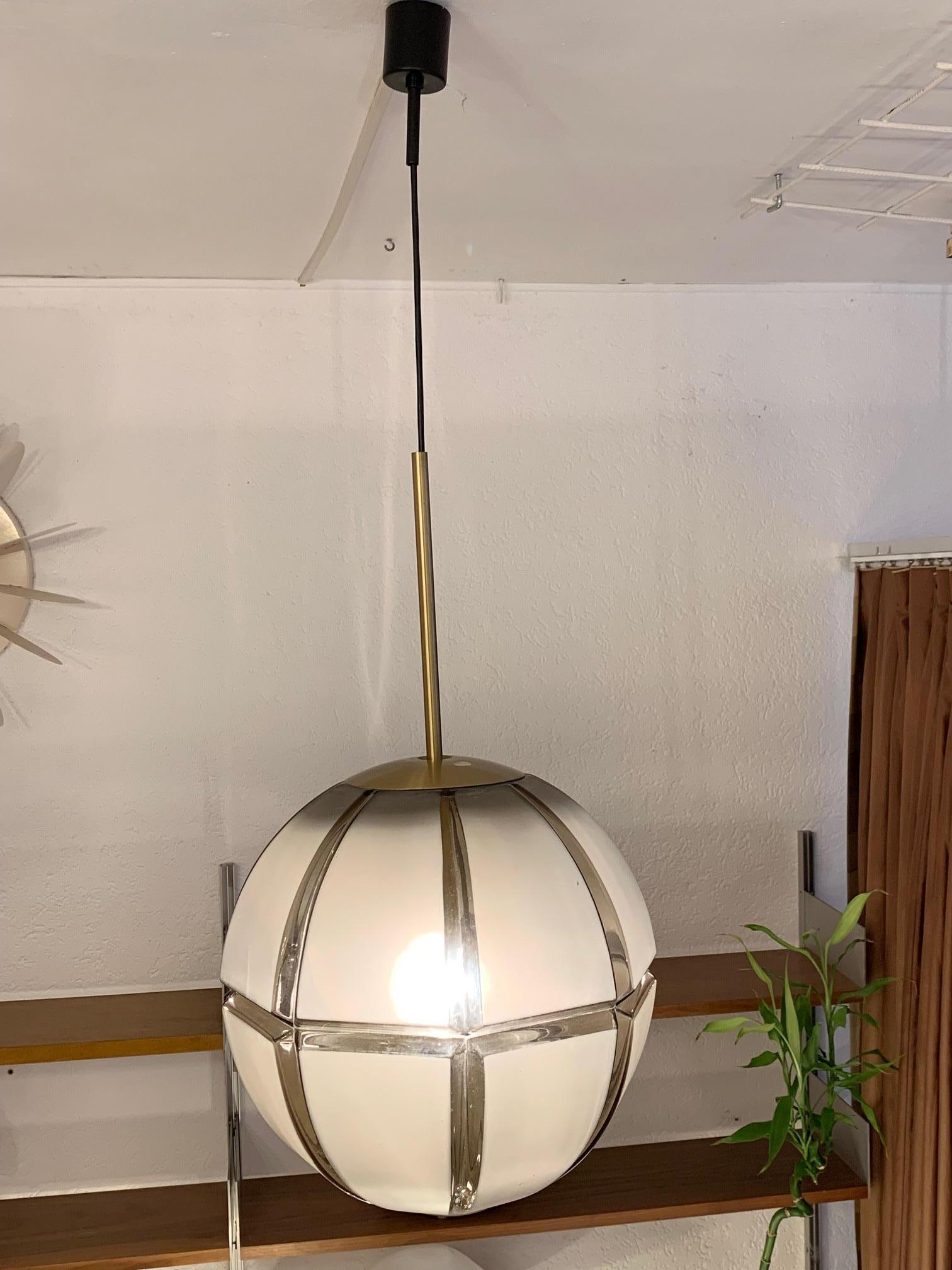 Structured Glass Pendant Lamp by Limburg For Sale 5