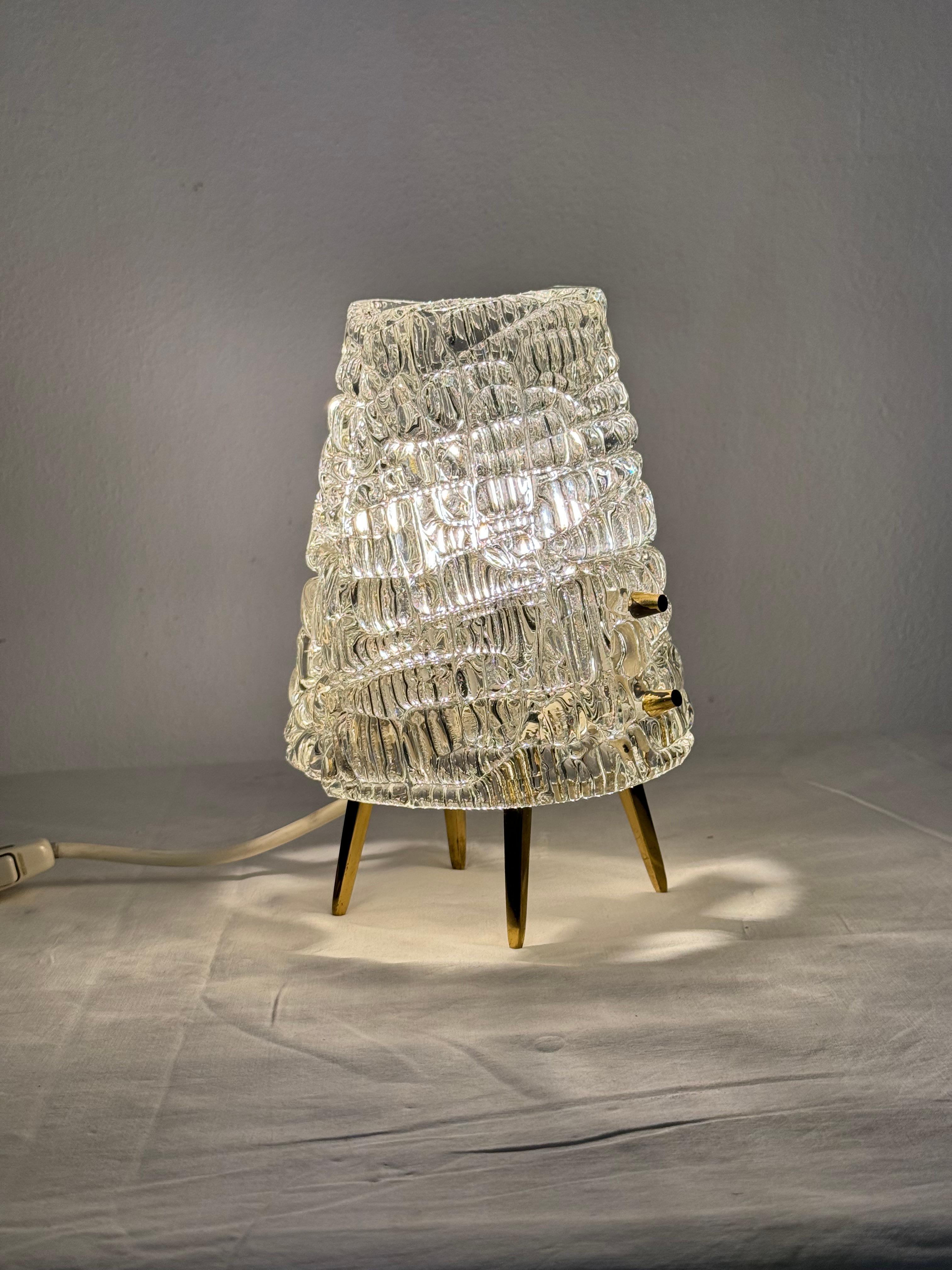 Structured Glass Table Lamp By J. T. Kalmar Vienna 6