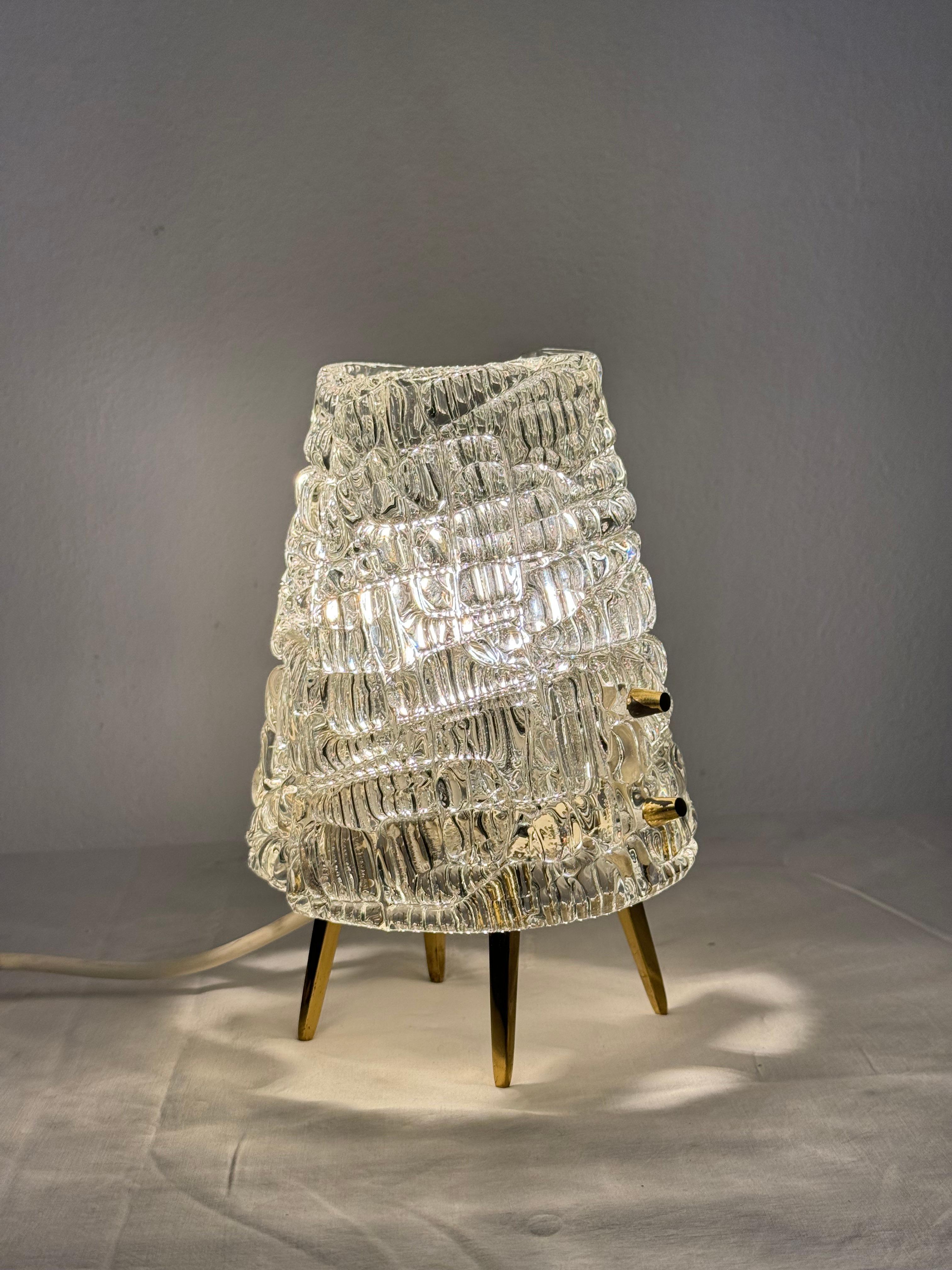 Structured Glass Table Lamp By J. T. Kalmar Vienna 7