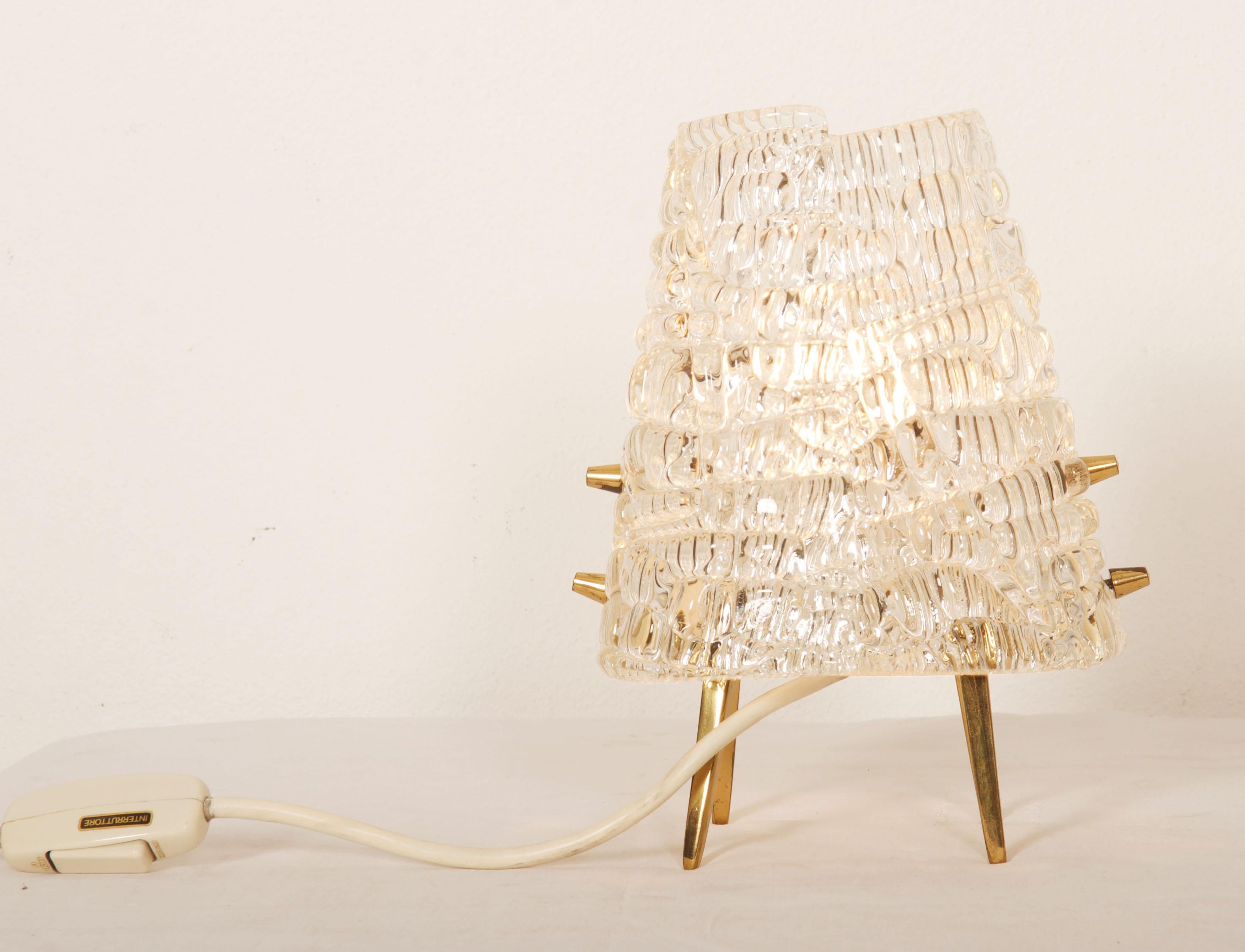 Austrian Structured Glass Table Lamp By J. T. Kalmar Vienna