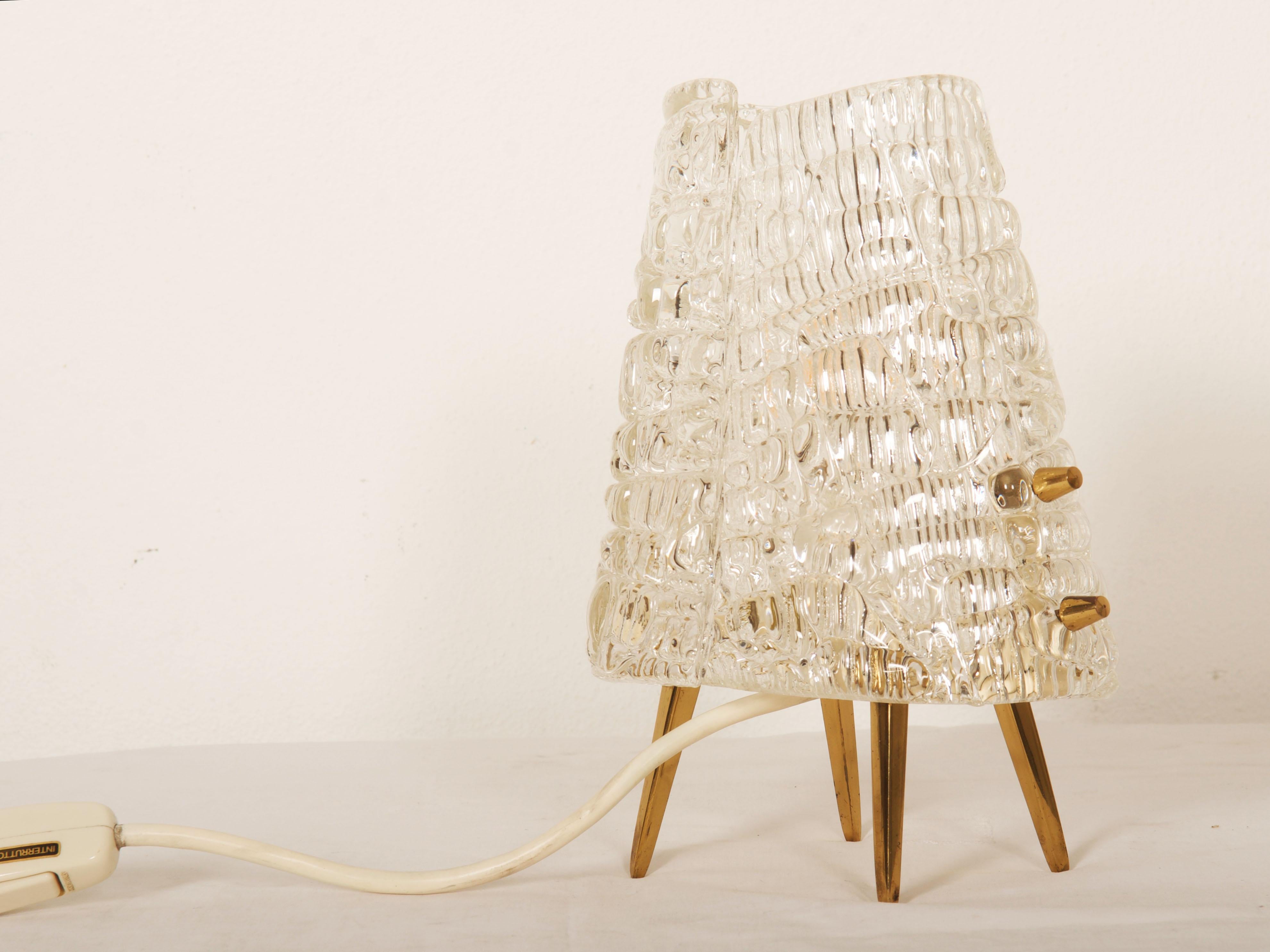 Mid-20th Century Structured Glass Table Lamp By J. T. Kalmar Vienna