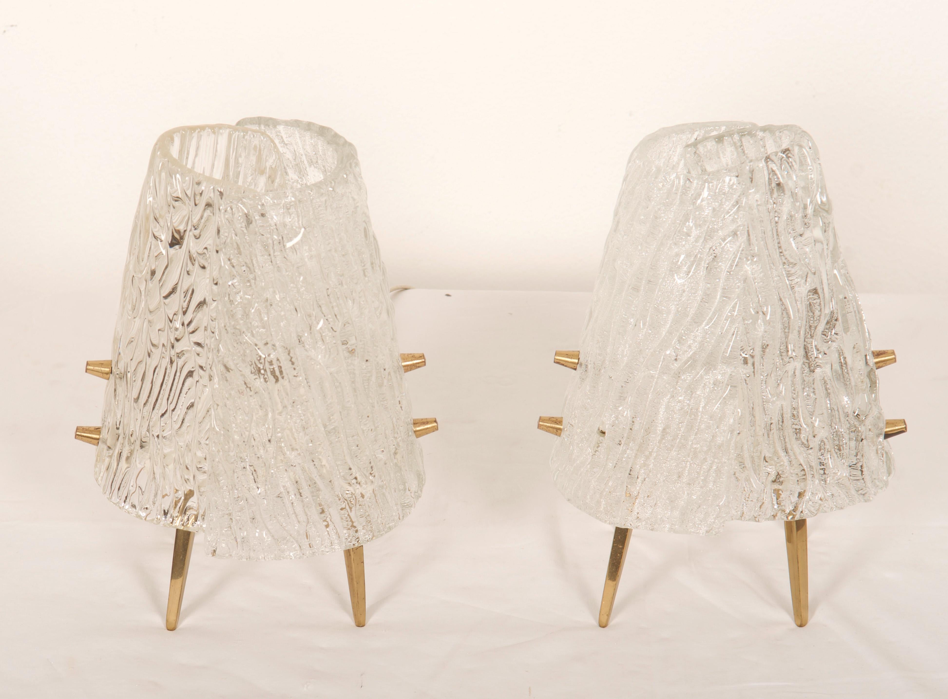 Structured Glass Table Lamps By J. T. Kalmar Vienna For Sale 4
