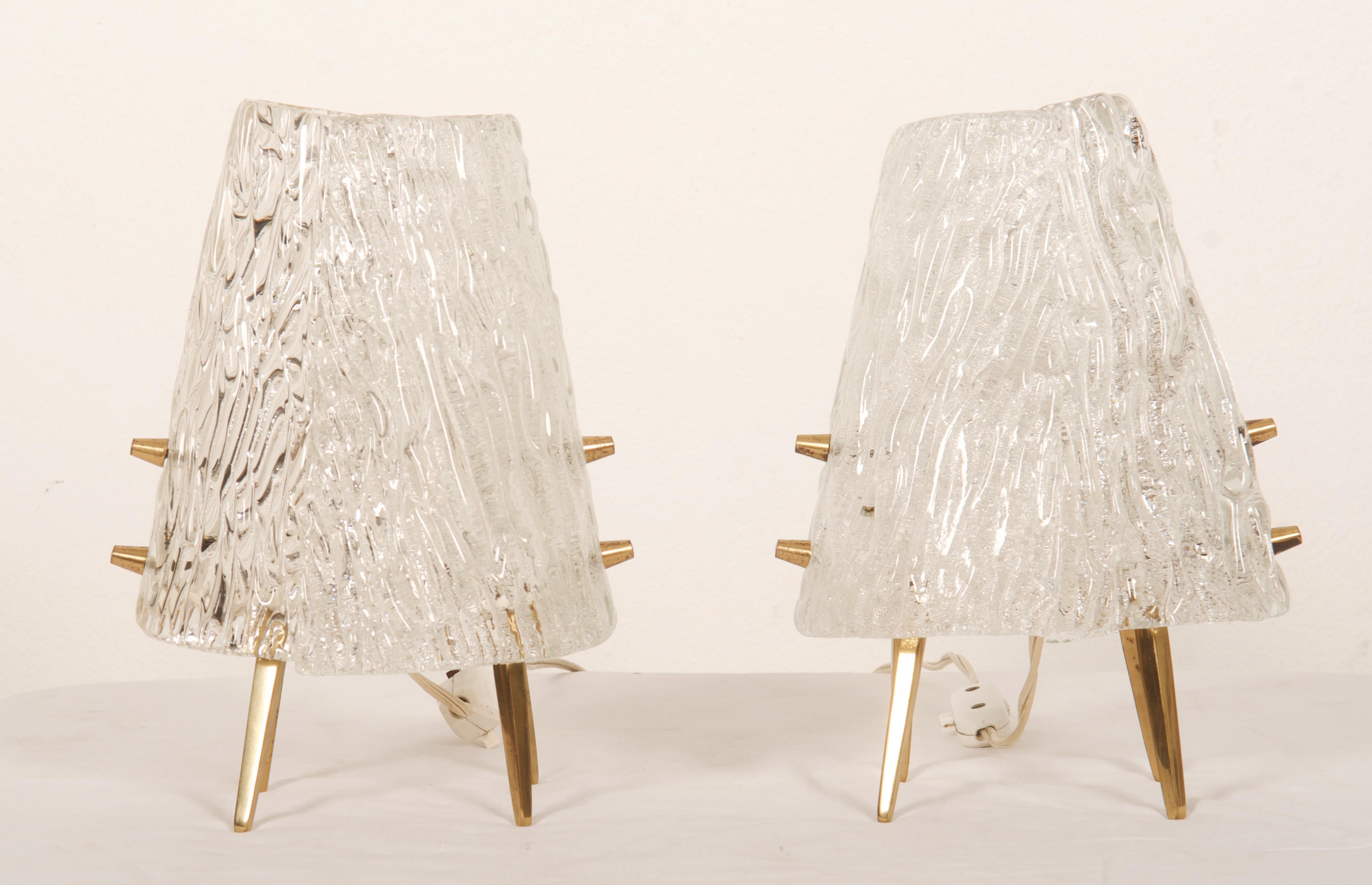 Structured Glass Table Lamps By J. T. Kalmar Vienna For Sale 5