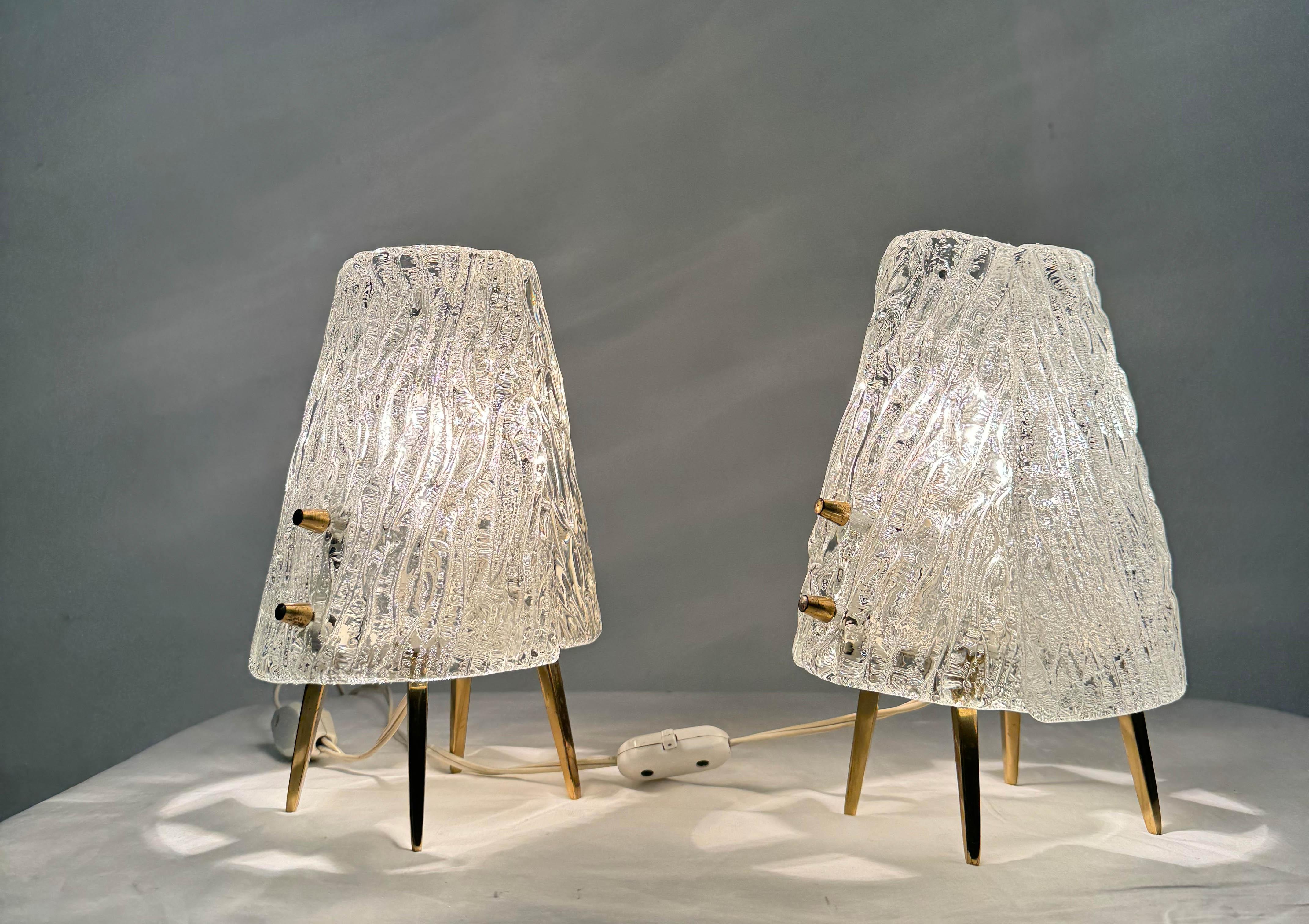 Structured Glass Table Lamps By J. T. Kalmar Vienna For Sale 6