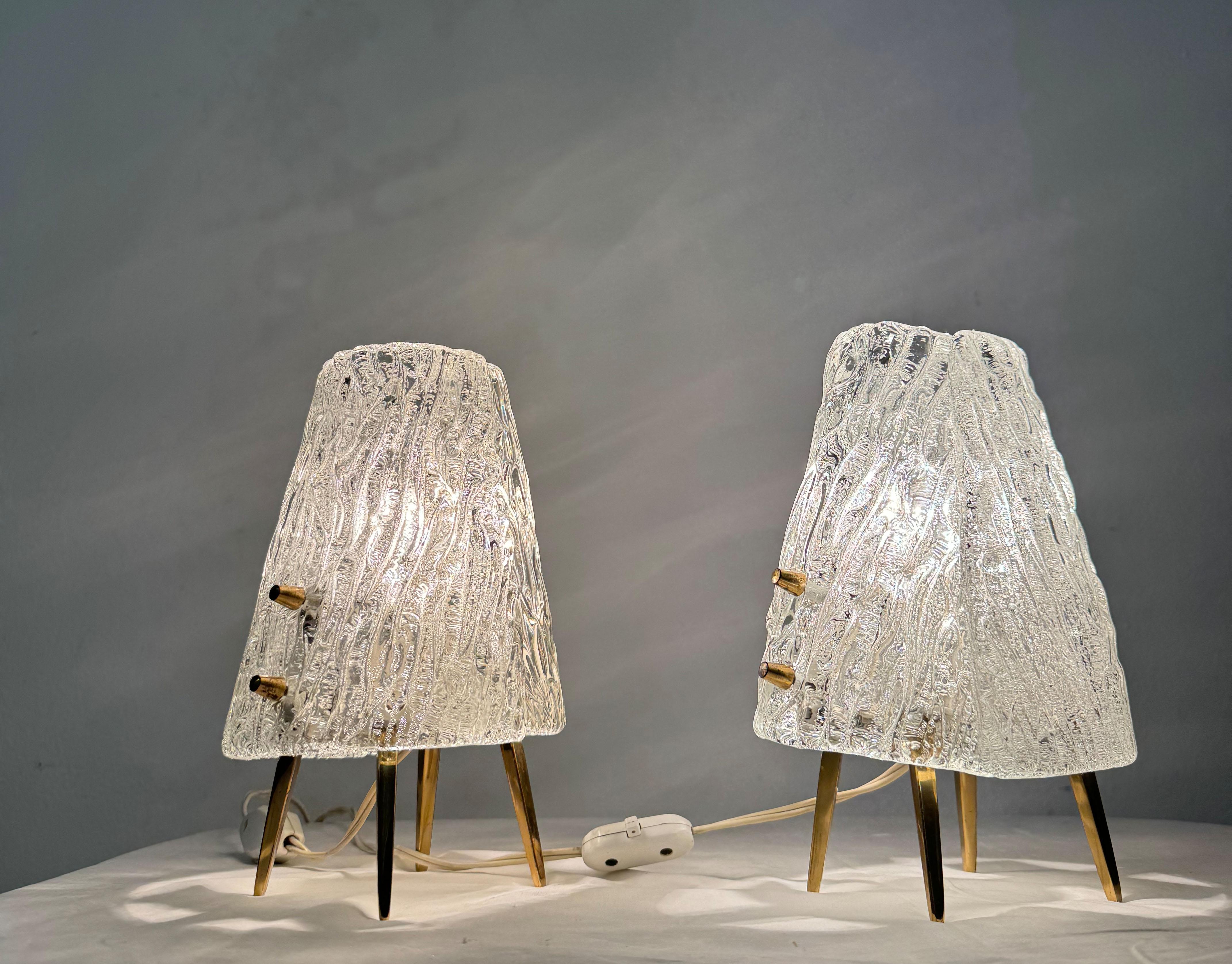 Structured Glass Table Lamps By J. T. Kalmar Vienna For Sale 7