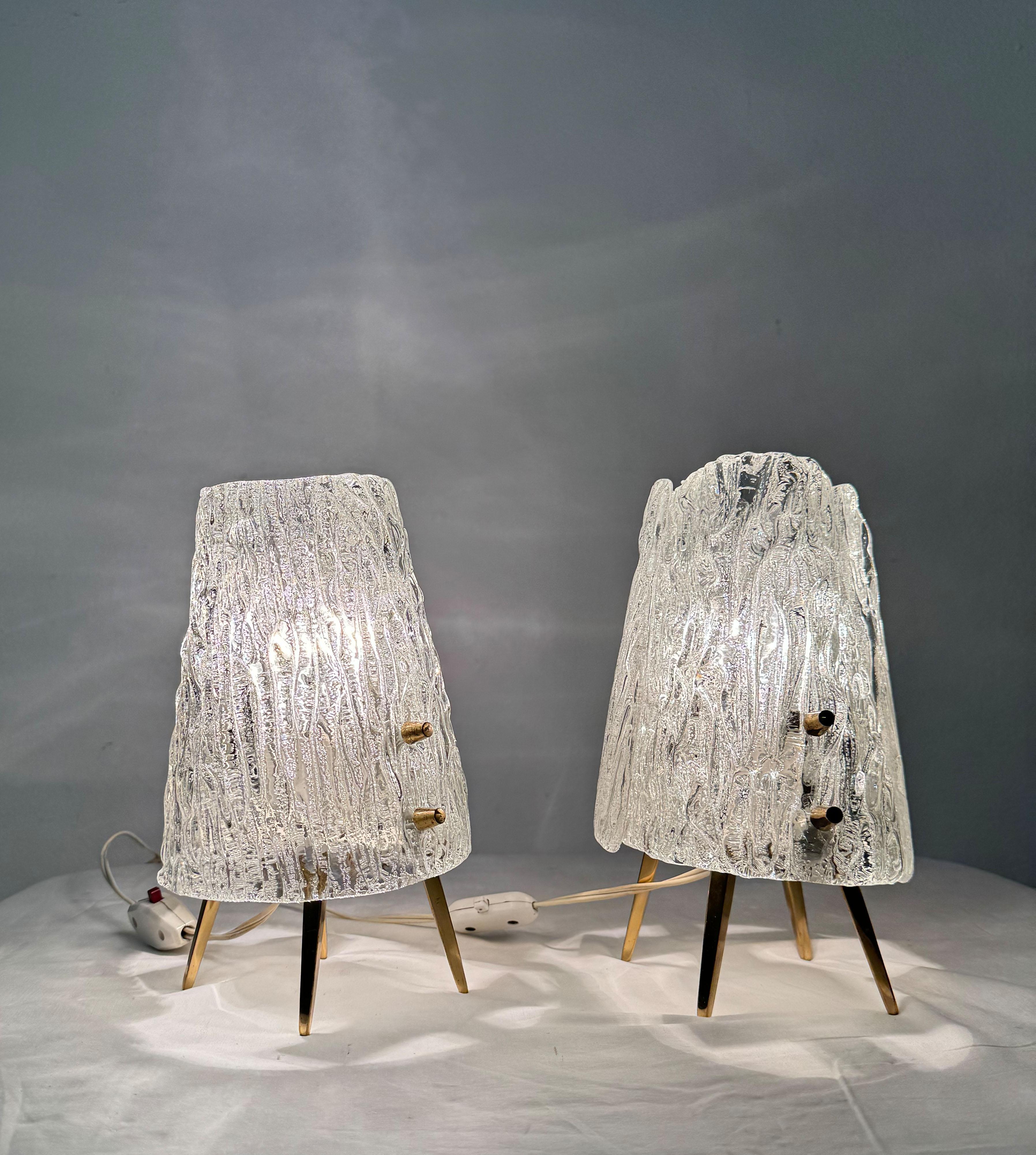 Structured Glass Table Lamps By J. T. Kalmar Vienna For Sale 8