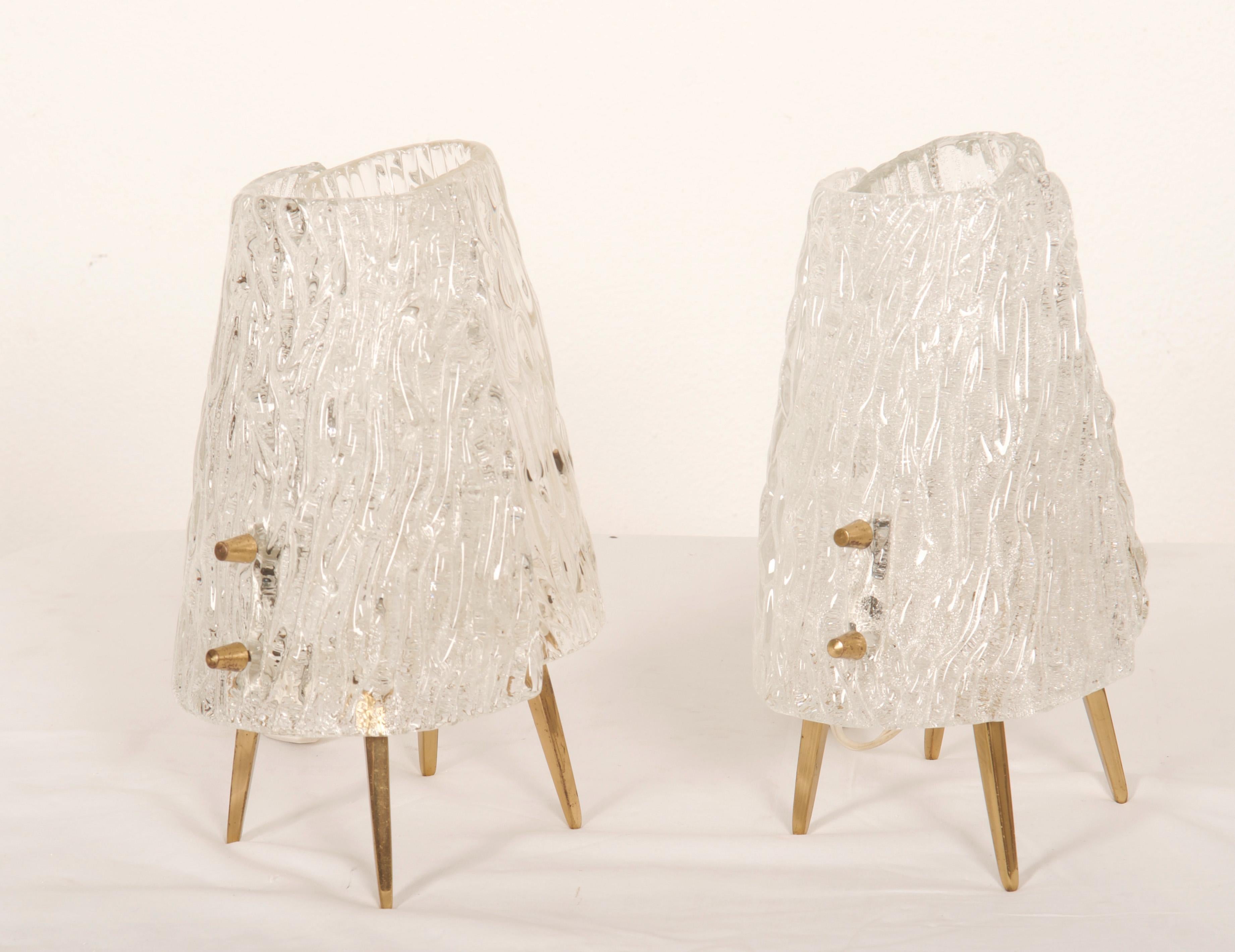Structured Glass Table Lamps By J. T. Kalmar Vienna For Sale 1