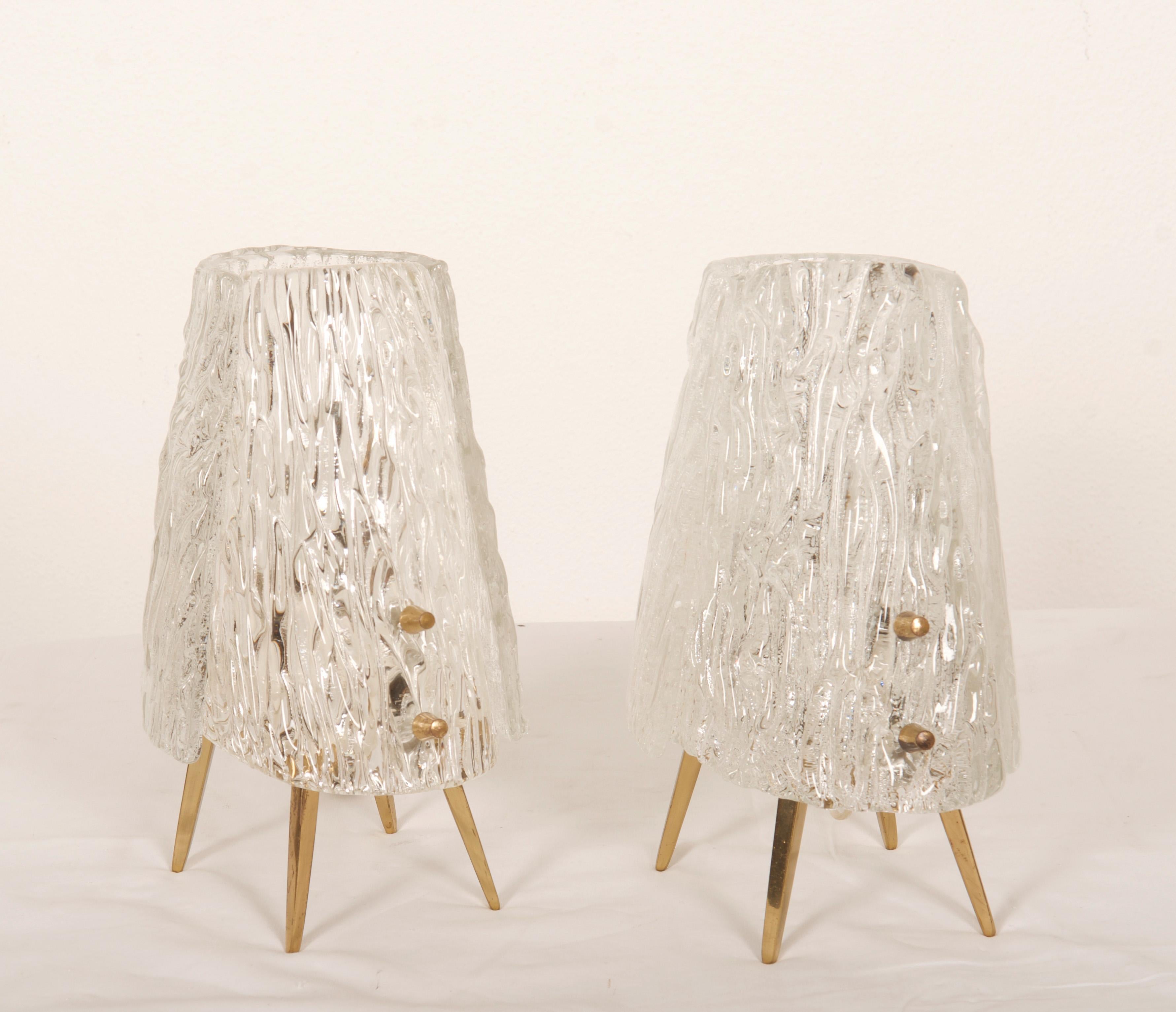 Structured Glass Table Lamps By J. T. Kalmar Vienna For Sale 2