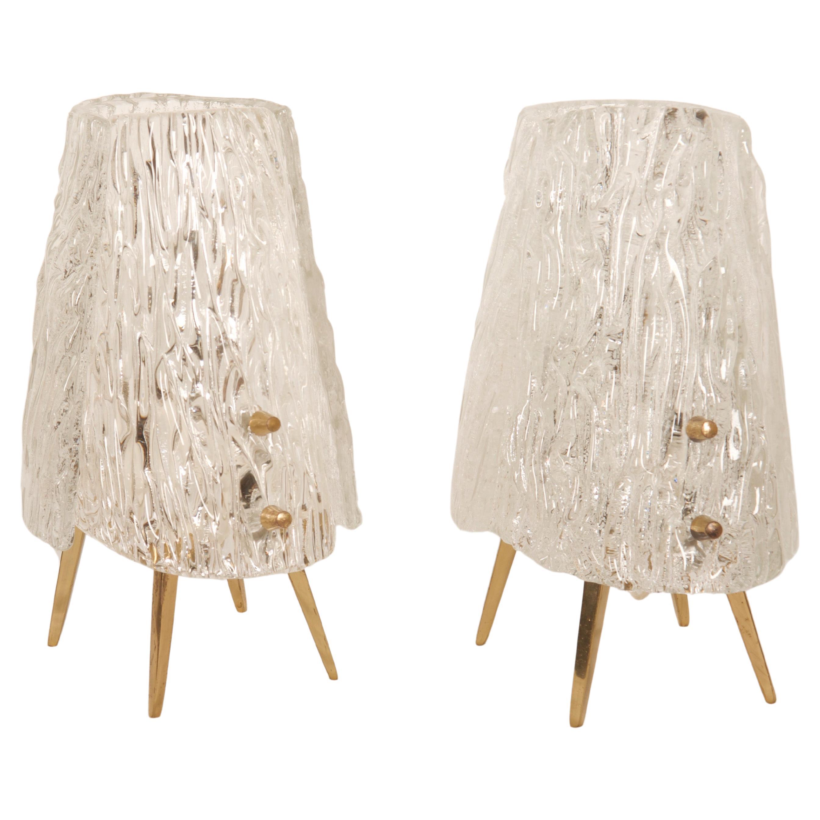 Structured Glass Table Lamps By J. T. Kalmar Vienna For Sale