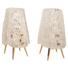 Retro Structured Glass Table Lamps By J. T. Kalmar Vienna