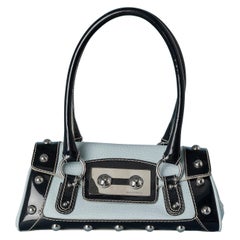 Structured Handtasche aus schwarzem Lackleder und blauem Leder von Dolce & Gabbana