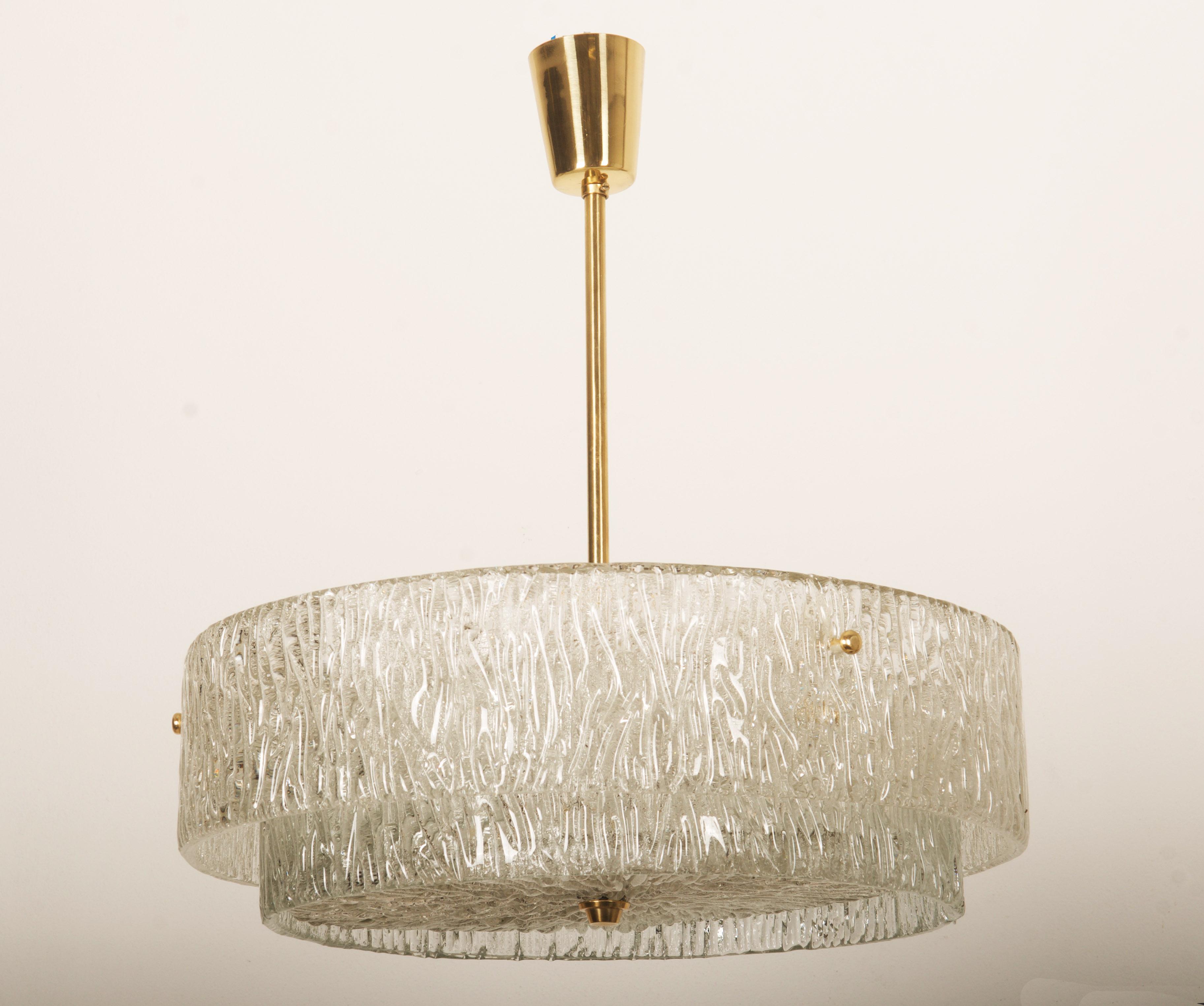 Structured Ice Glass Chandelier by J.T. Kalmar For Sale 2