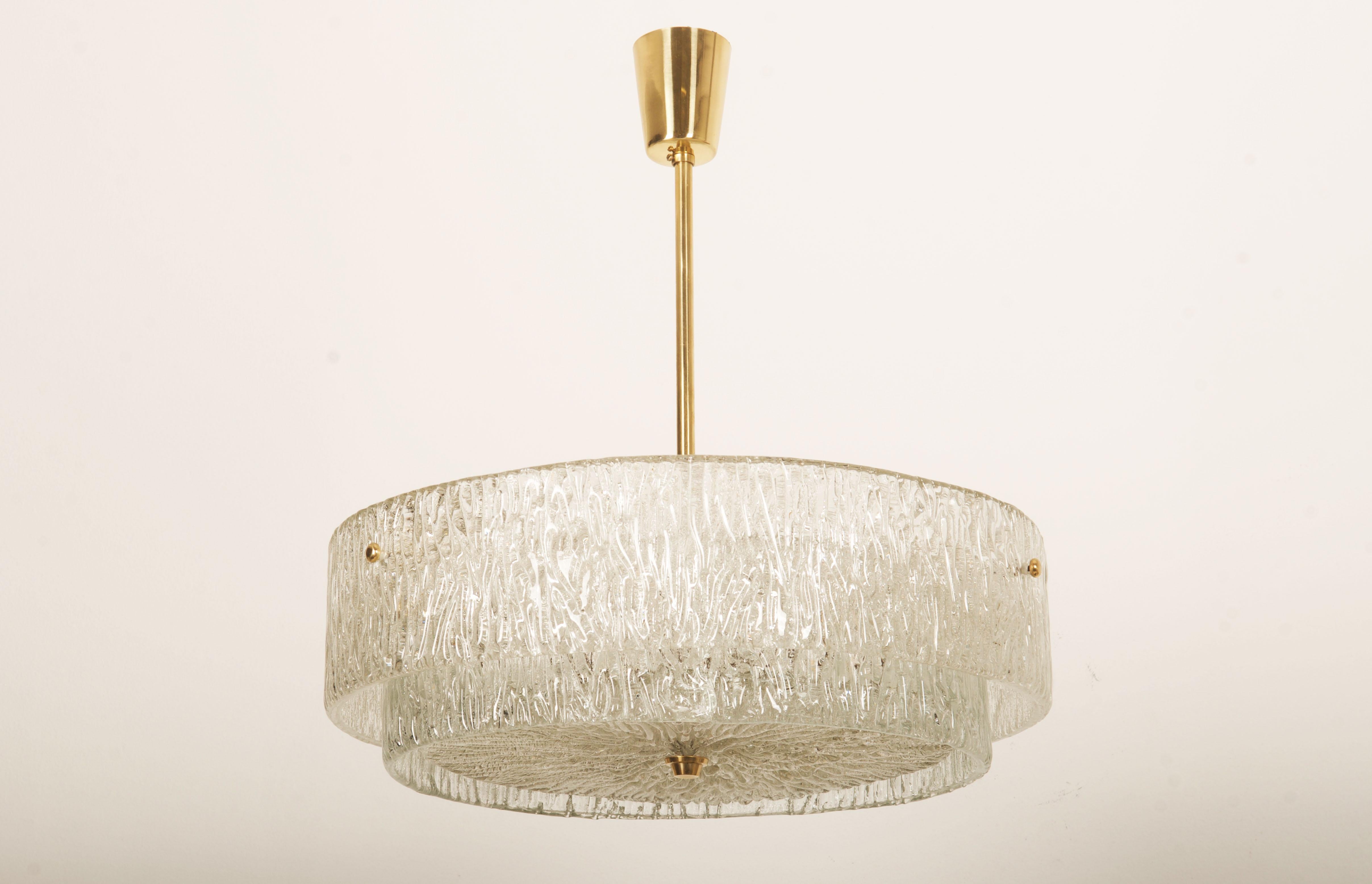 Structured Ice Glass Chandelier by J.T. Kalmar For Sale 3