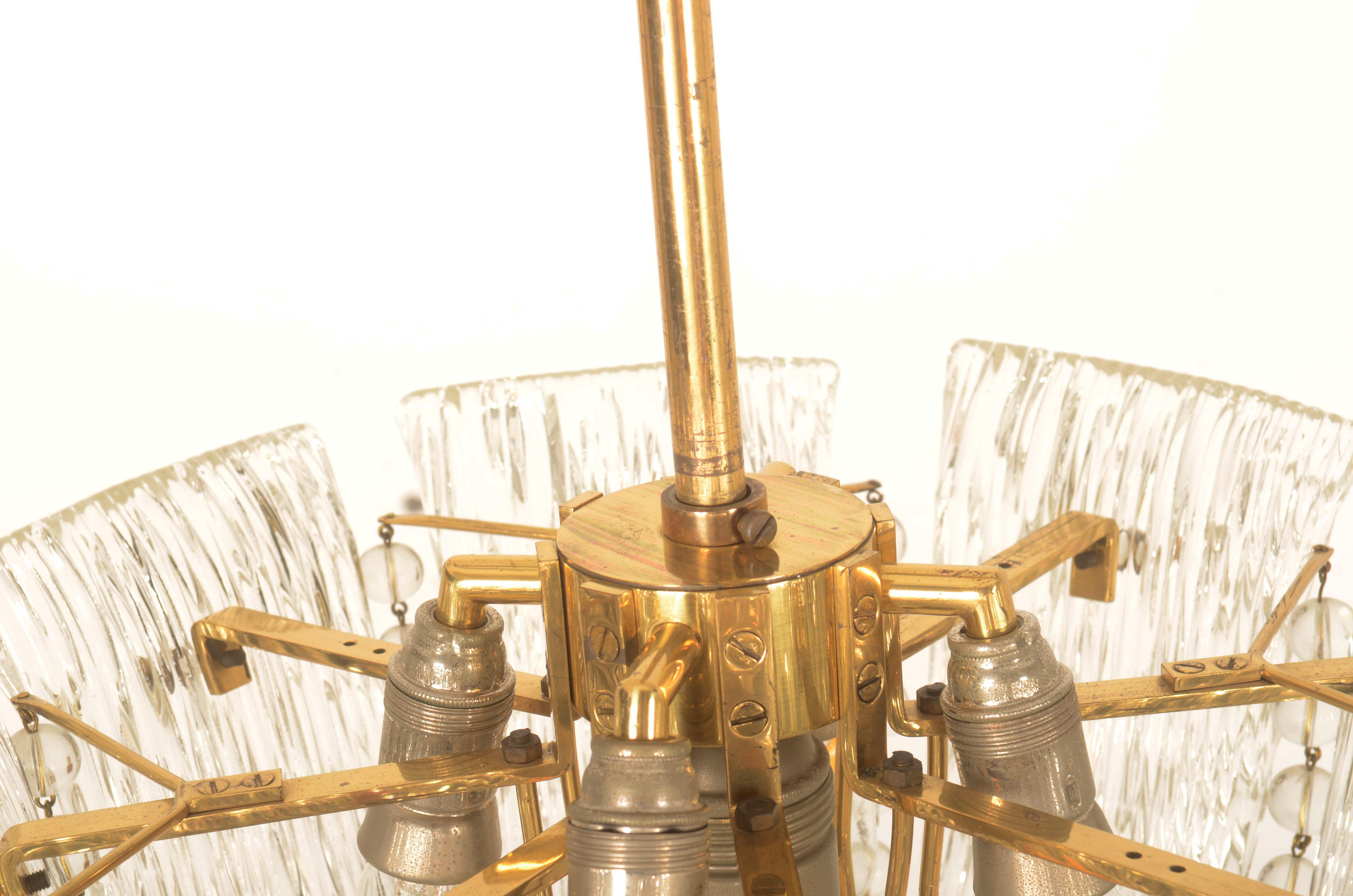Structured Ice Glass Chandelier by J.T. Kalmar For Sale 3