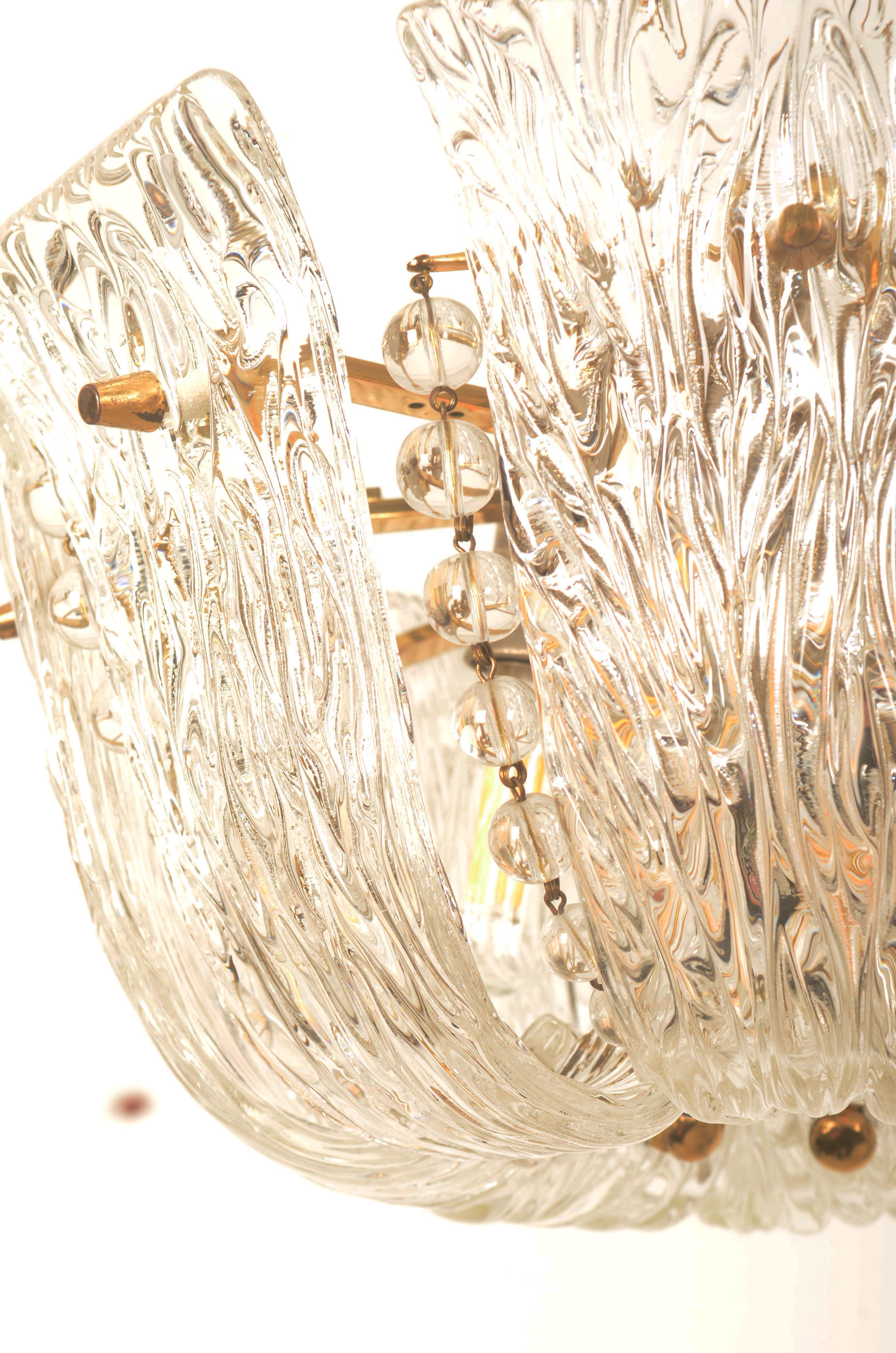 Structured Ice Glass Chandelier by J.T. Kalmar For Sale 5