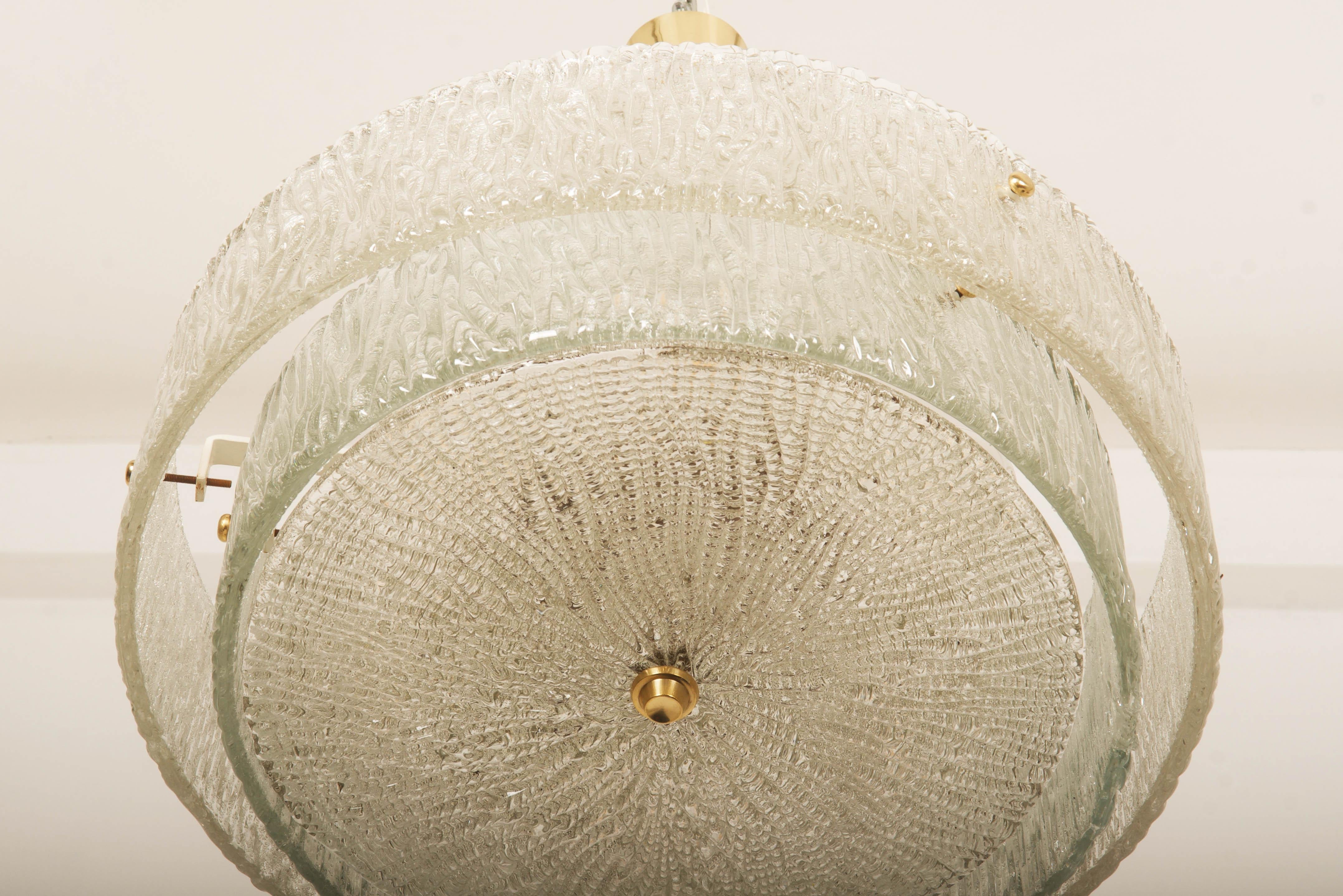 Austrian Structured Ice Glass Chandelier by J.T. Kalmar For Sale