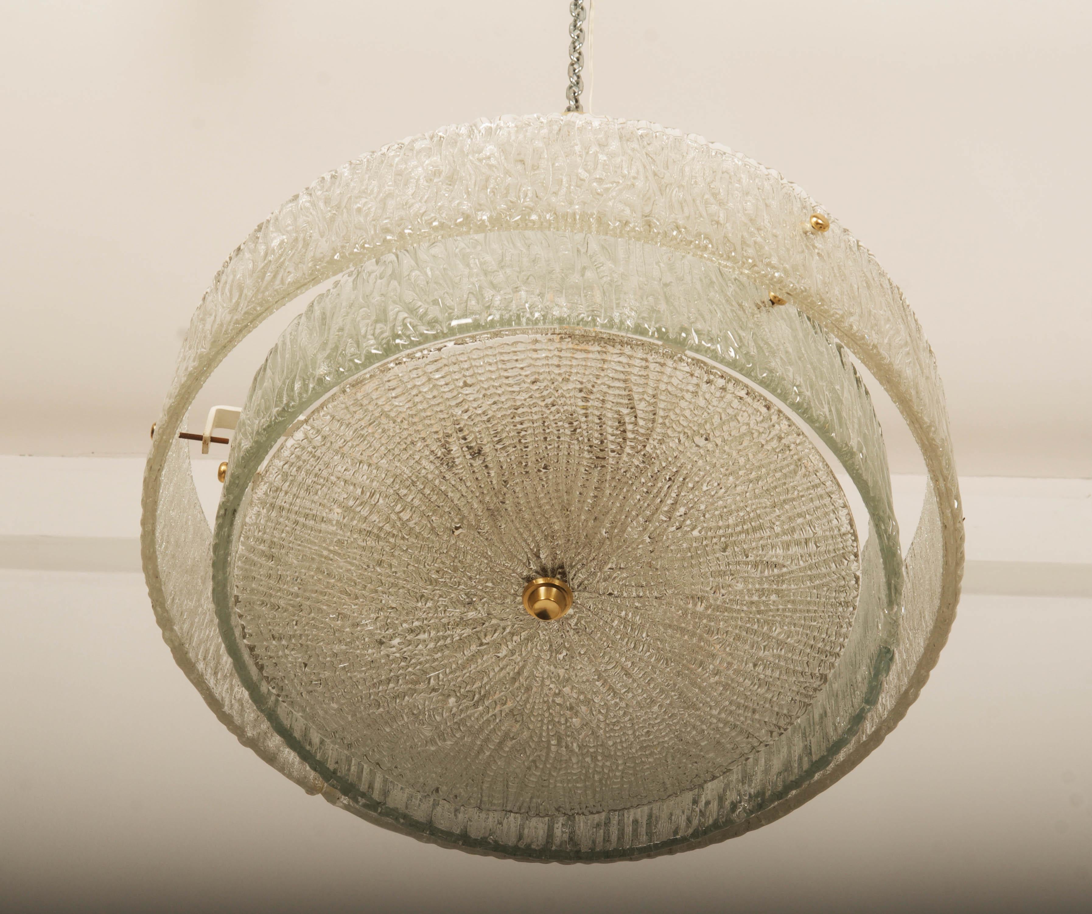 Lacquered Structured Ice Glass Chandelier by J.T. Kalmar For Sale