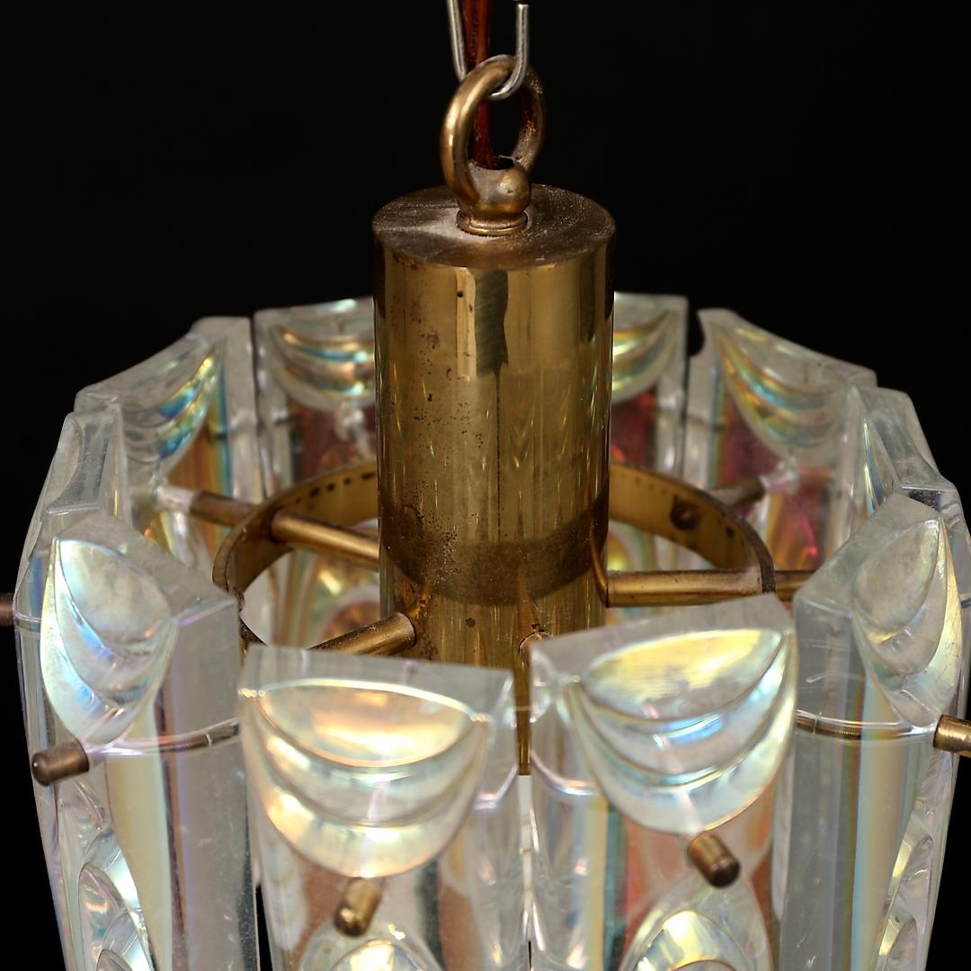 Mid-Century Modern Structured Iridescent Glass Pendant For Sale