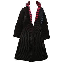 Vintage Structured Quilted Stripe Coat, 1980s