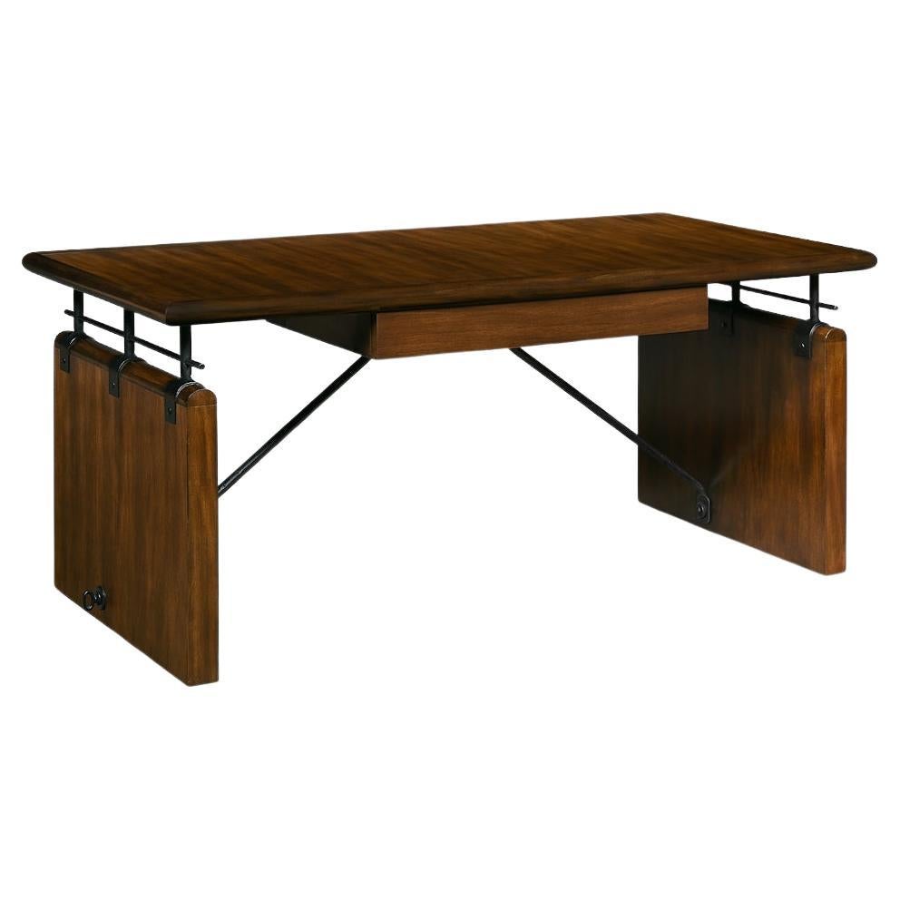 Strukturierter Roda-Schreibtisch aus Holz- und Eisenankern mit Schublade im Angebot