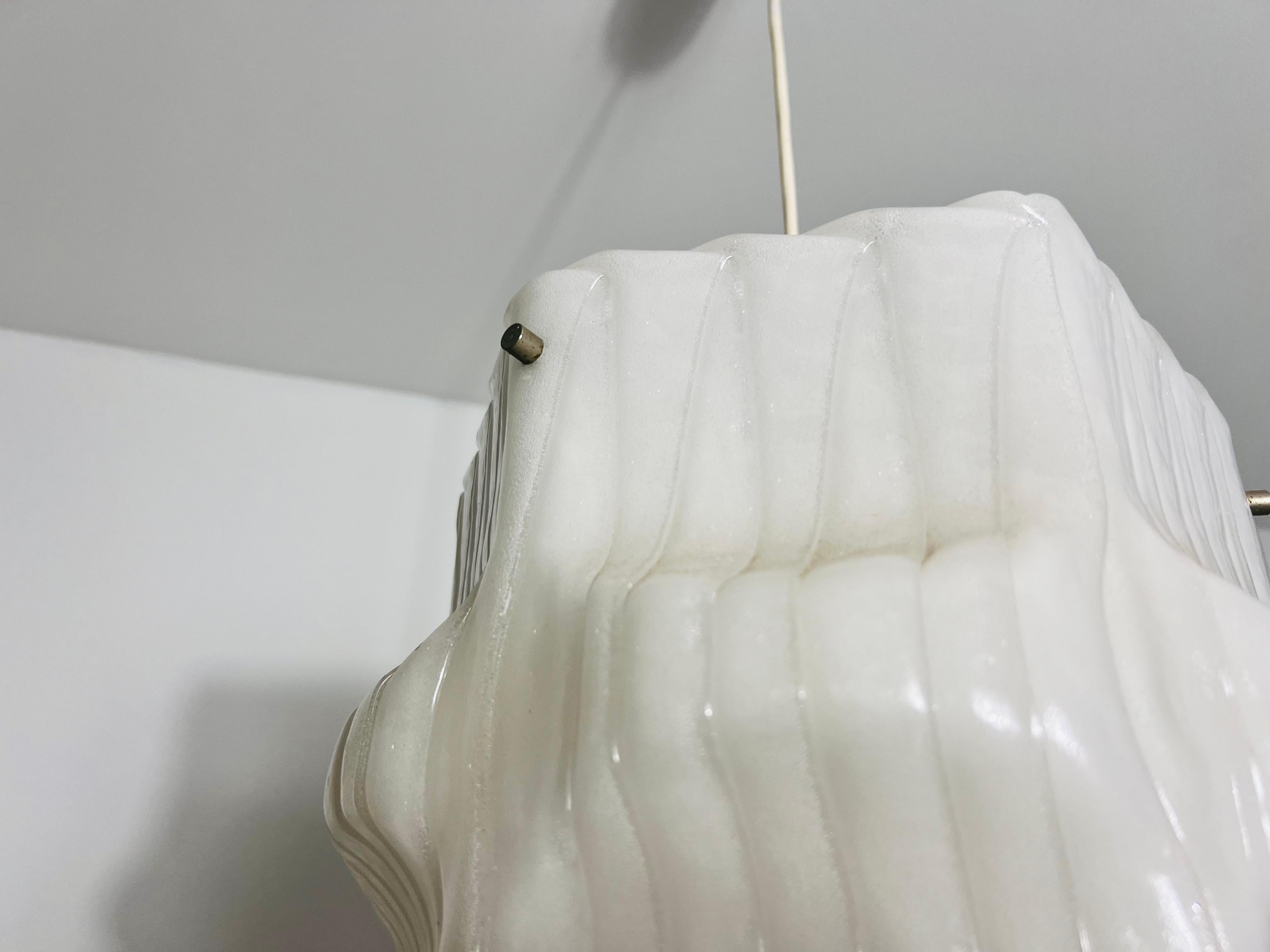 Structured White Pendant Lamp, Germany, 1970s For Sale 4