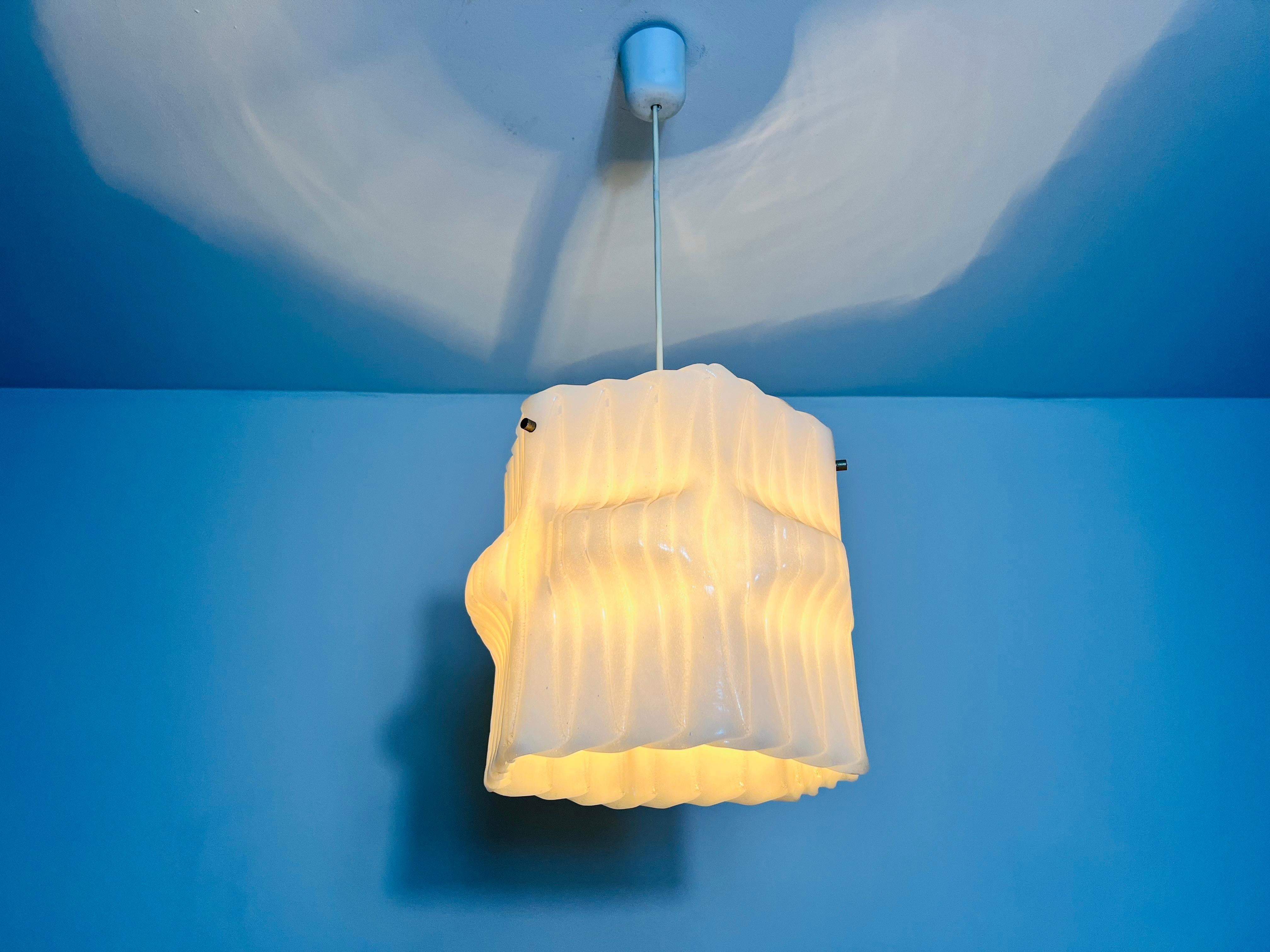Structured White Pendant Lamp, Germany, 1970s For Sale 6