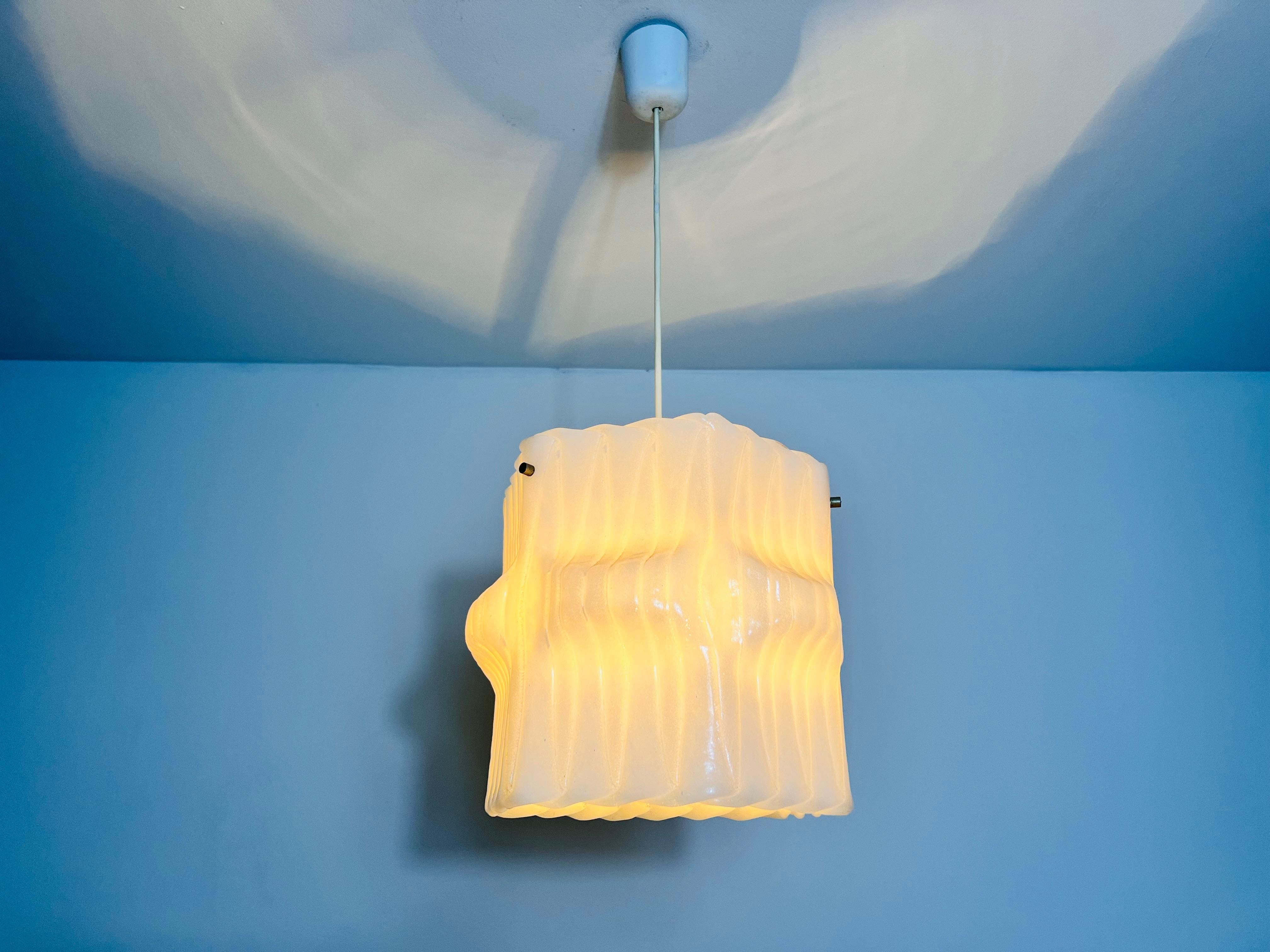 Structured White Pendant Lamp, Germany, 1970s For Sale 7