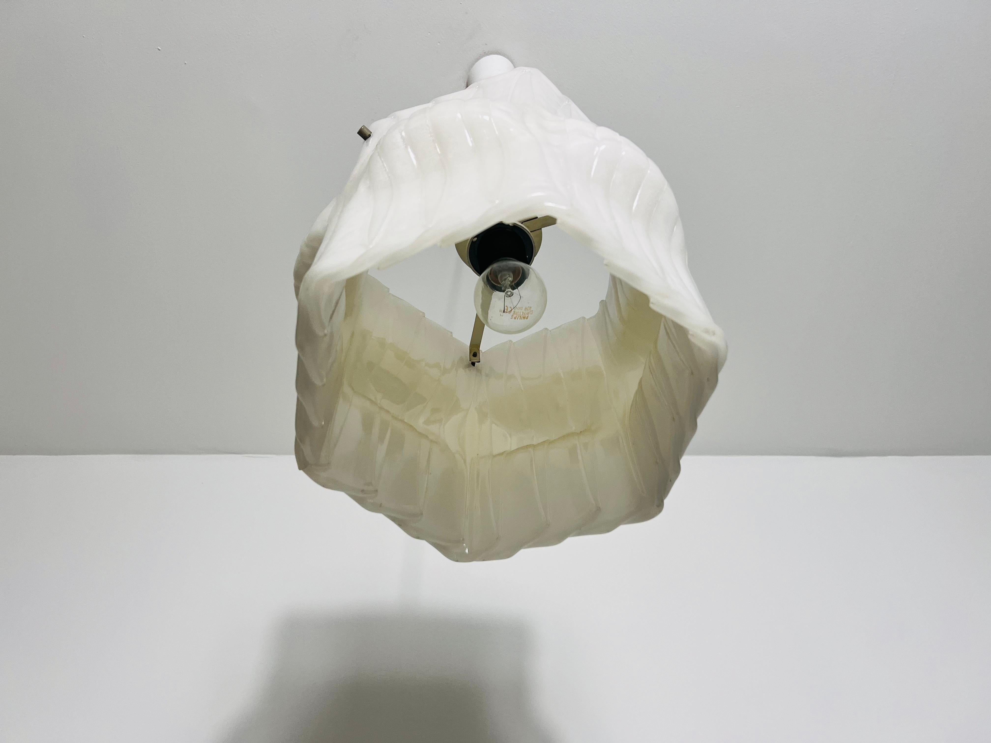 Structured White Pendant Lamp, Germany, 1970s For Sale 1