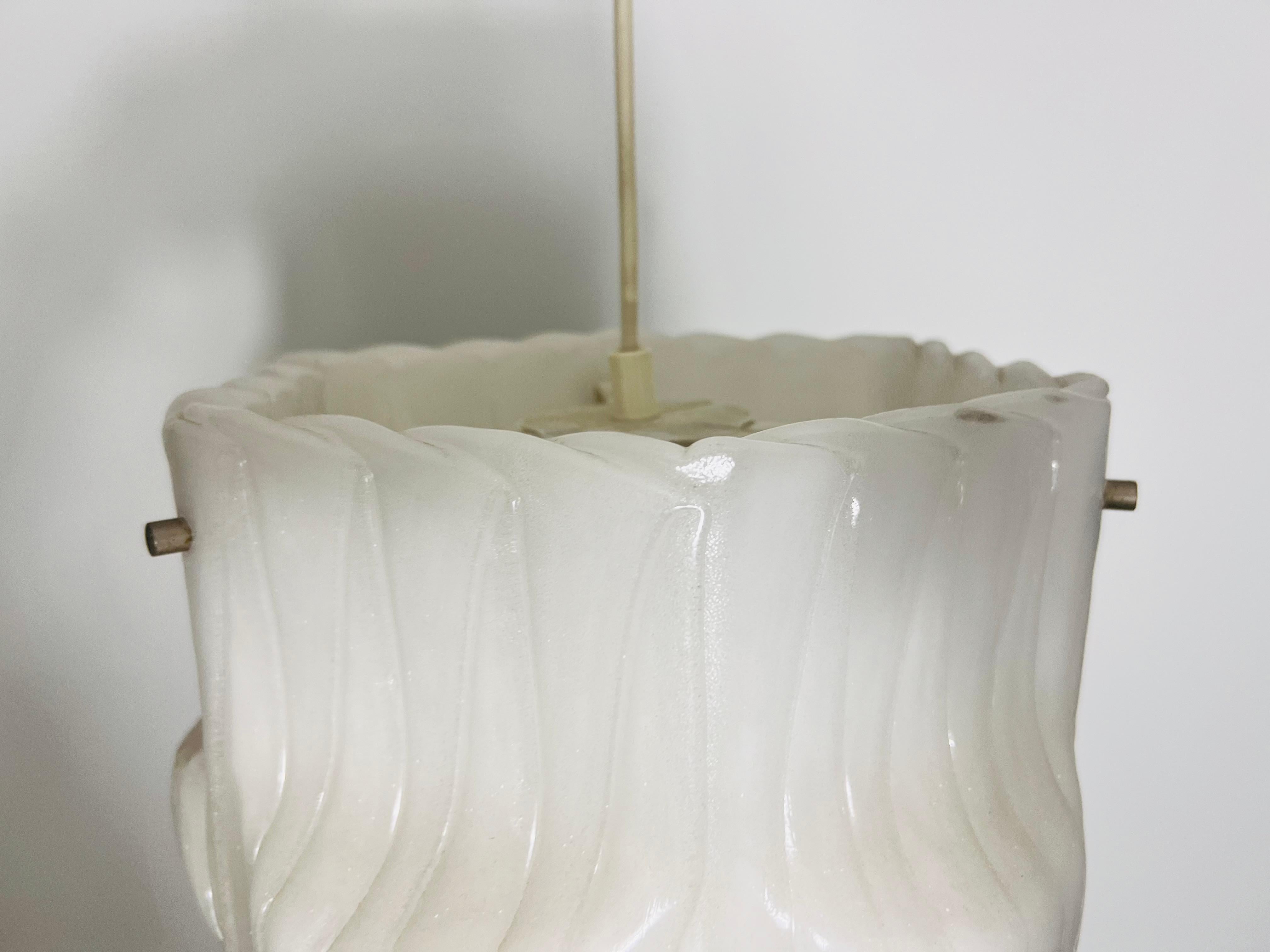 Structured White Pendant Lamp, Germany, 1970s For Sale 2