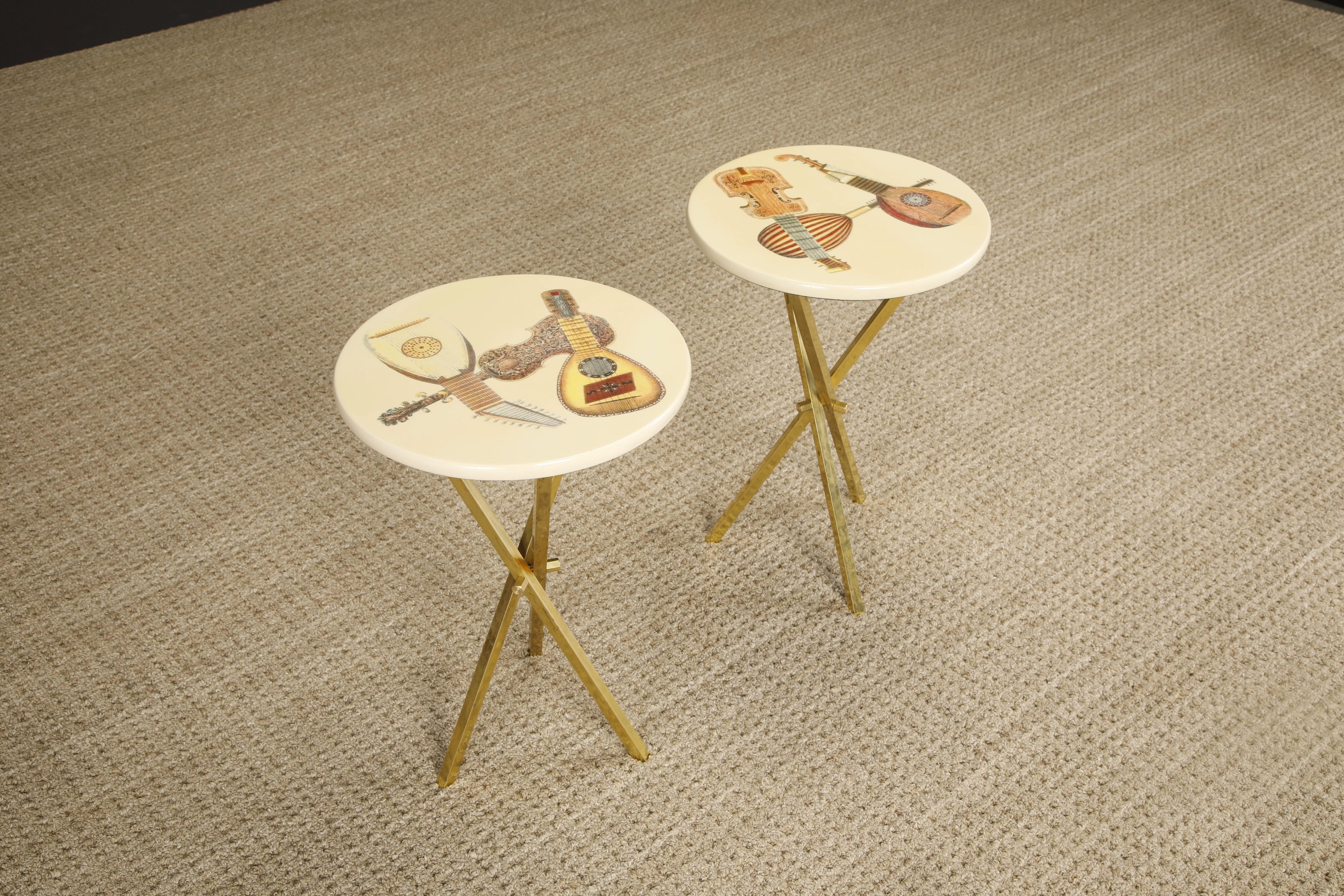 'Strumenti Musicali' Drinks / Side Tables by Piero Fornasetti, c 1970s, Signed In Excellent Condition For Sale In Los Angeles, CA