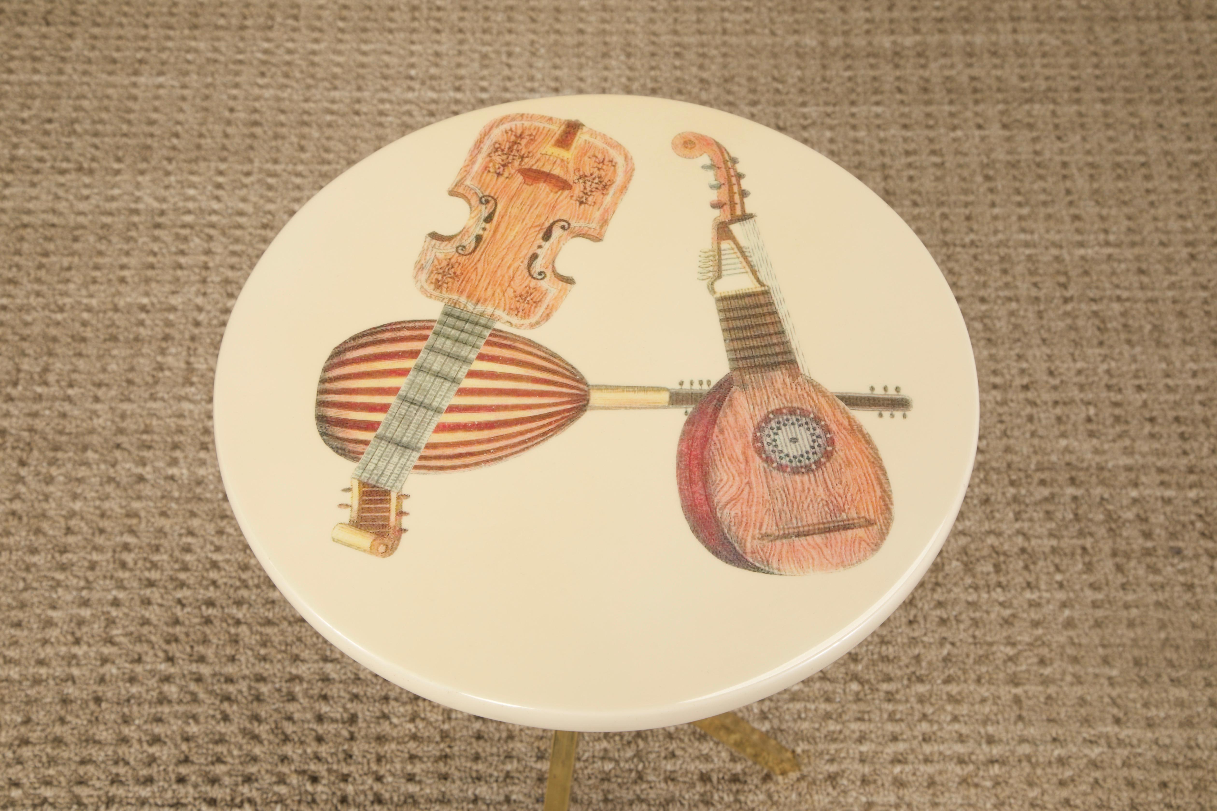 Brass 'Strumenti Musicali' Drinks / Side Tables by Piero Fornasetti, c 1970s, Signed For Sale