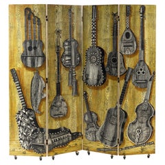 "Strumenti Musicali"  Lithographic Folding Screen by Pierro Fornasetii