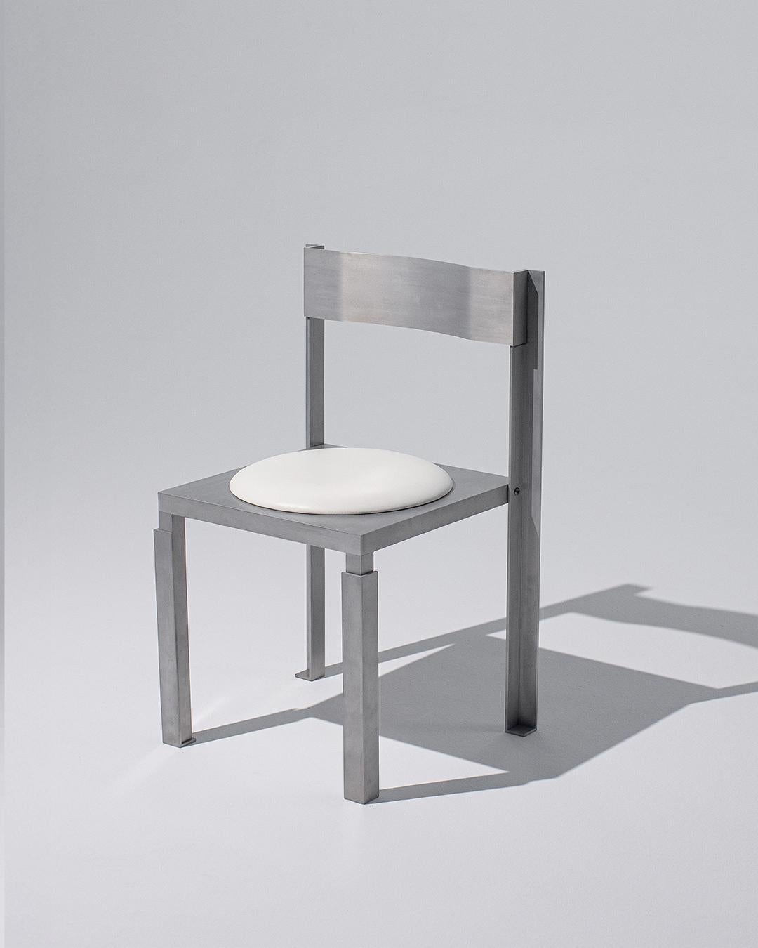 Hand-Crafted Strut Aluminium Chair with Leather Seating Pad For Sale