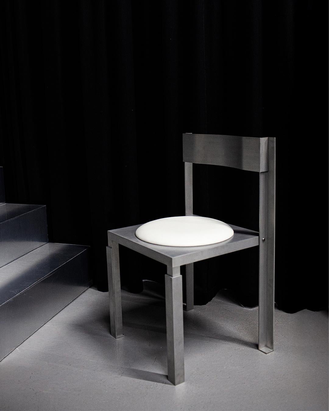 Contemporary Strut Aluminium Chair with Leather Seating Pad For Sale
